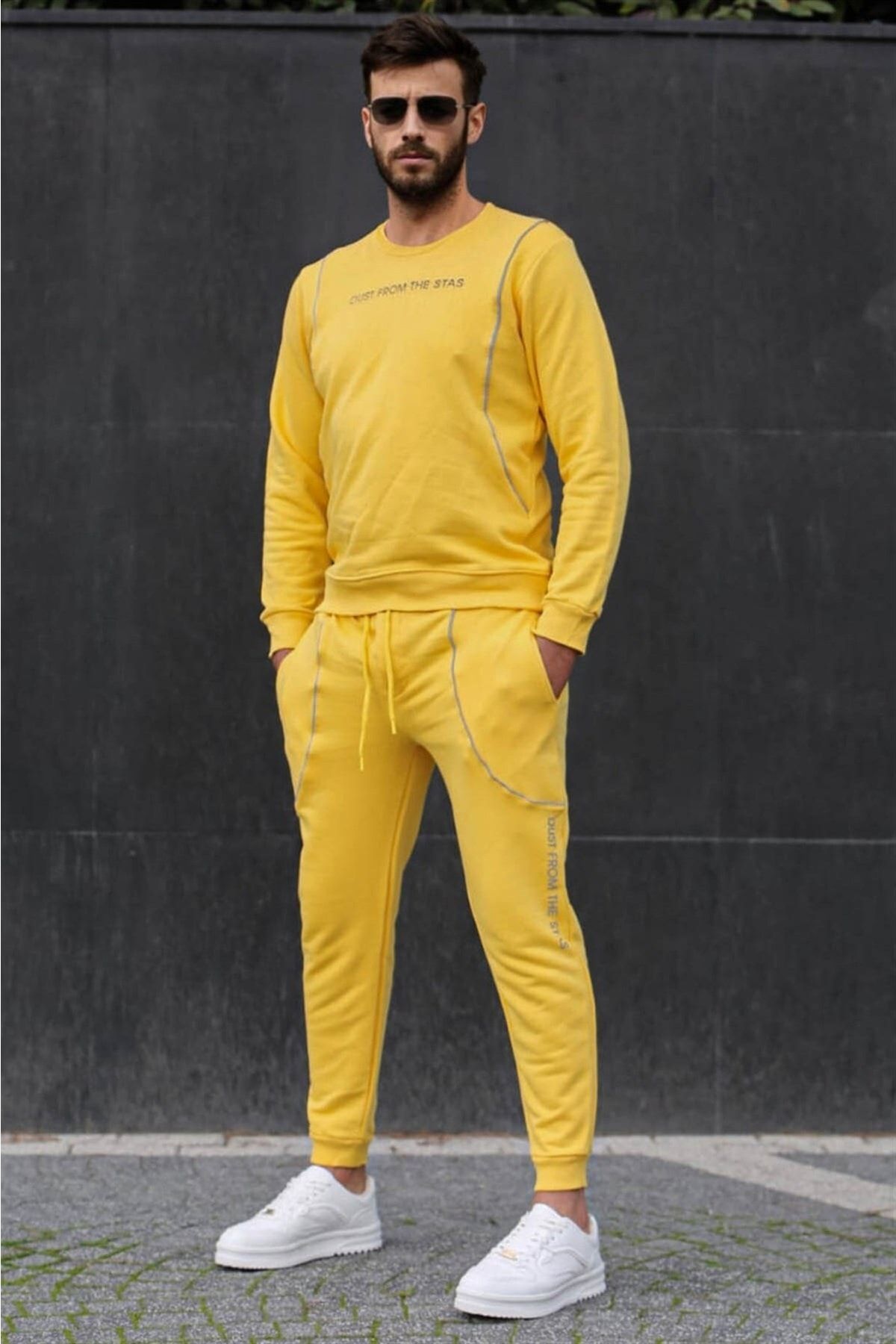 ست گرمکن مدل یقه خدمه جیب دار طرحدار کاپوت دار طرح چاپی مردانه مدمکست Madmext (برند ترکیه)
