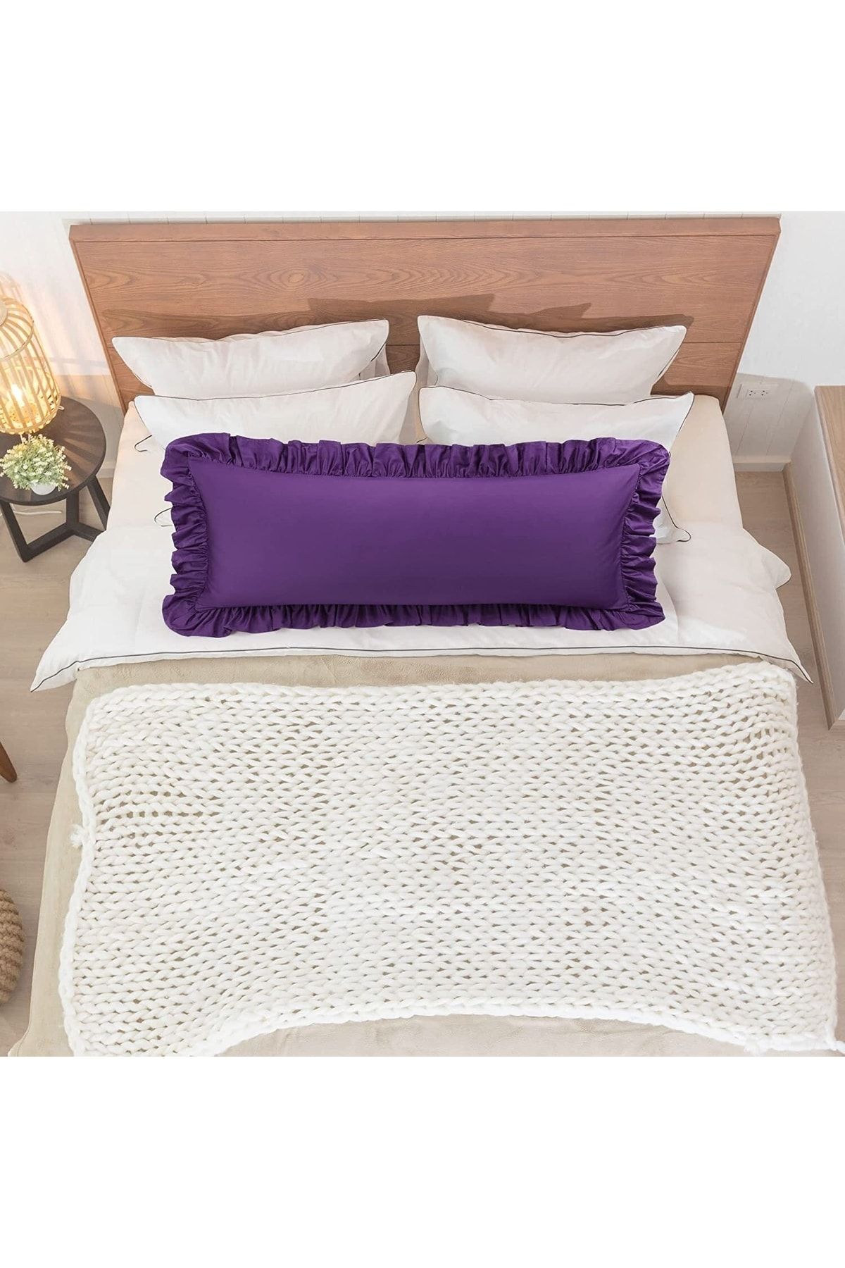 Silk Cocoon Natural 100 Cotton Ruffle Decor Long Pillowcase