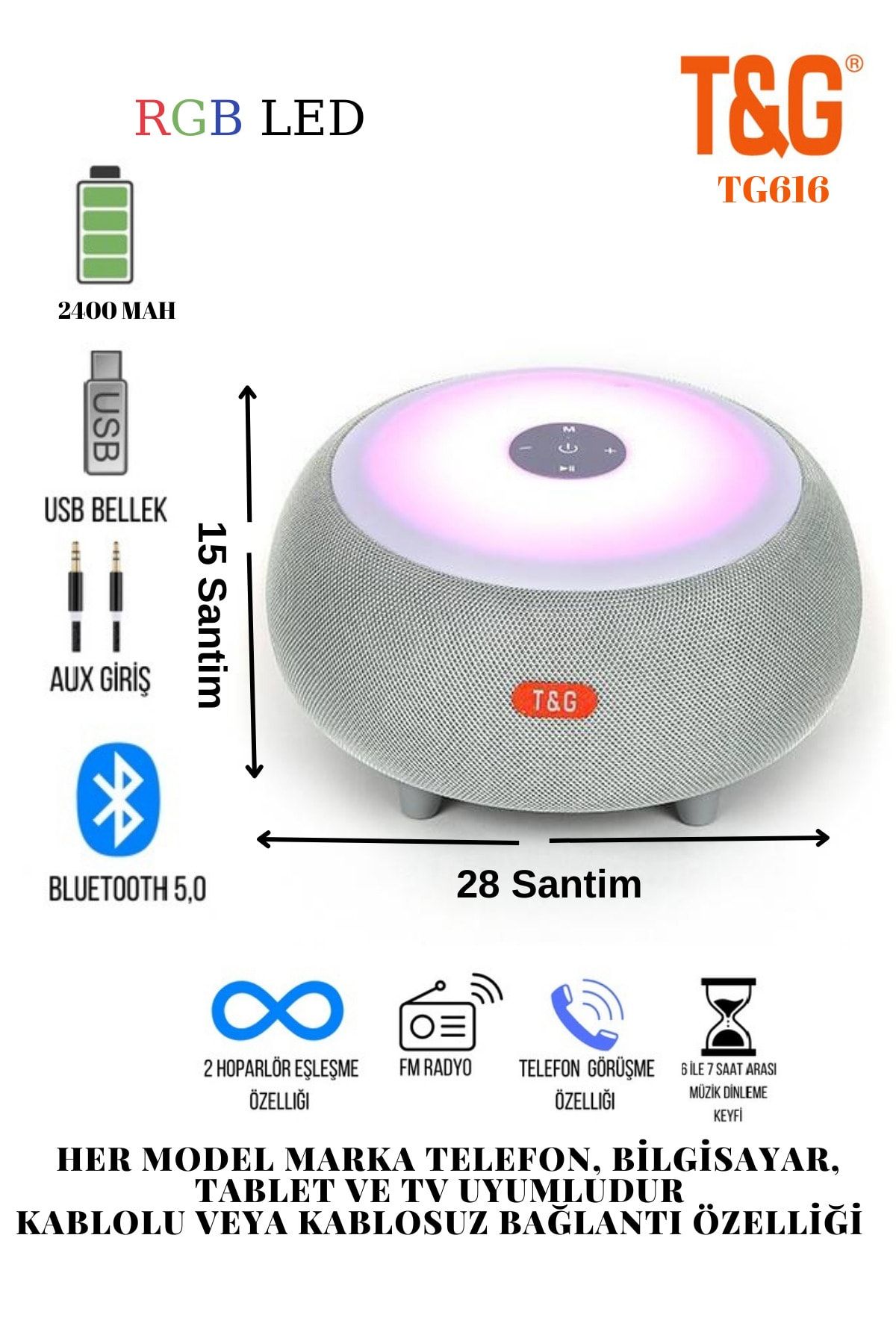 T G Kablosuz Bluetooth Hoparlör Yüksek Ses Hoparlör Fm Radyo Aux Sd Kart Usb Giriş REKLER MEVCUT