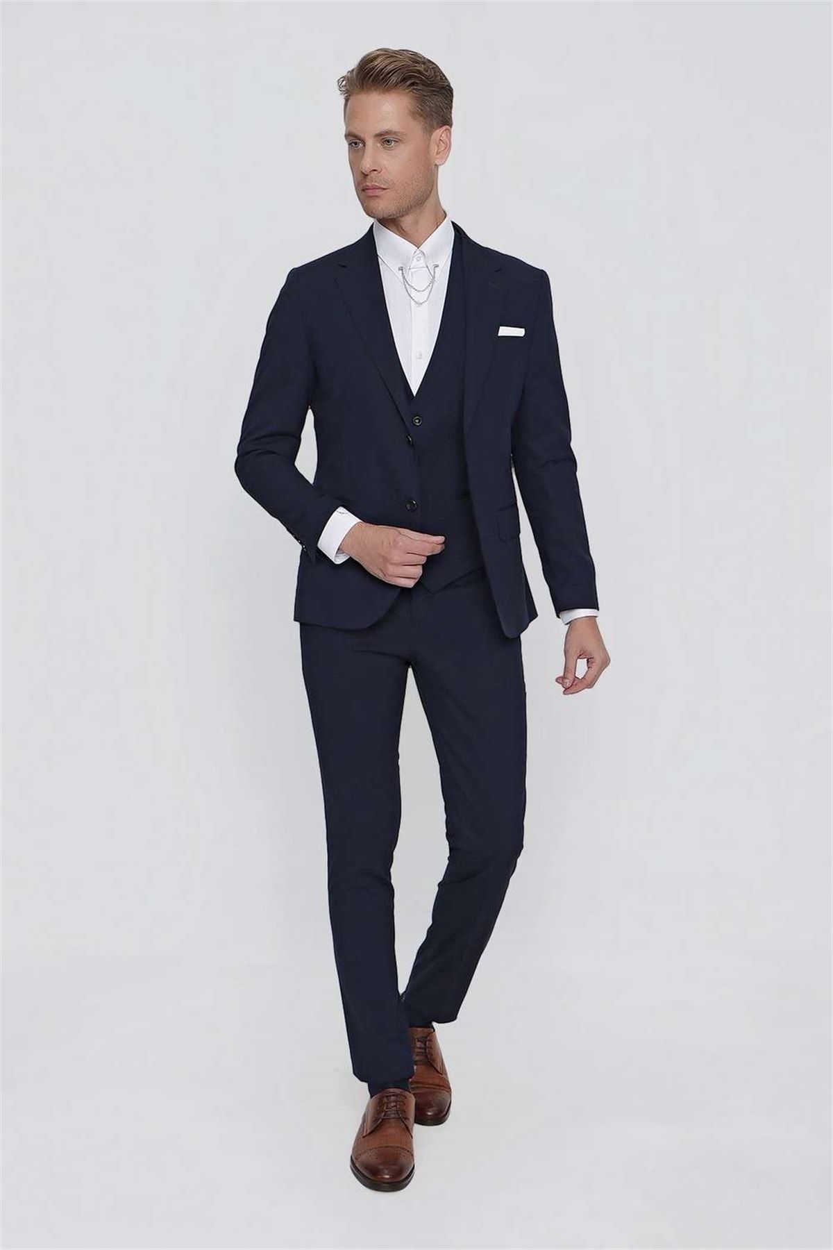 Efor Tk 859 Slim Fit Lacivert Klasik Takım Elbise MB7886