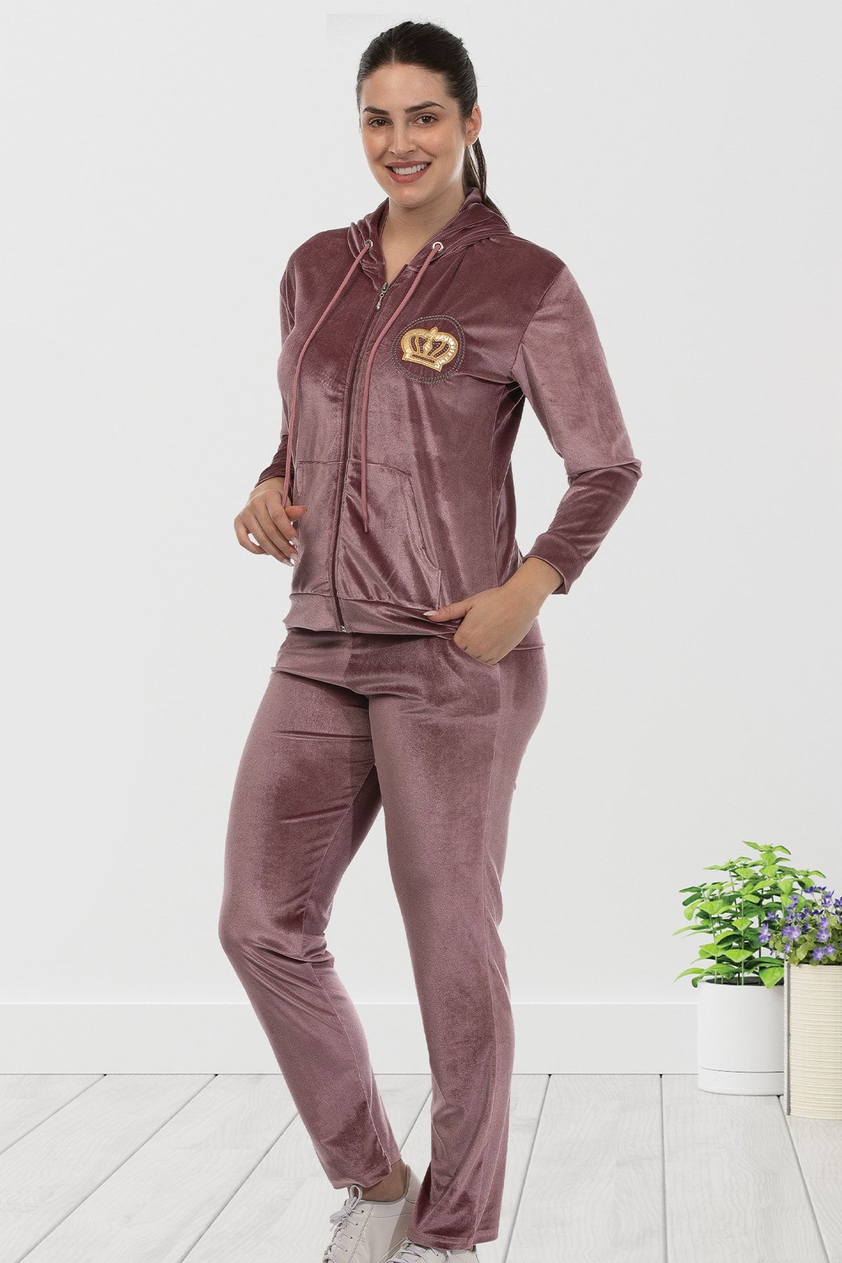 Maroon velour online tracksuit