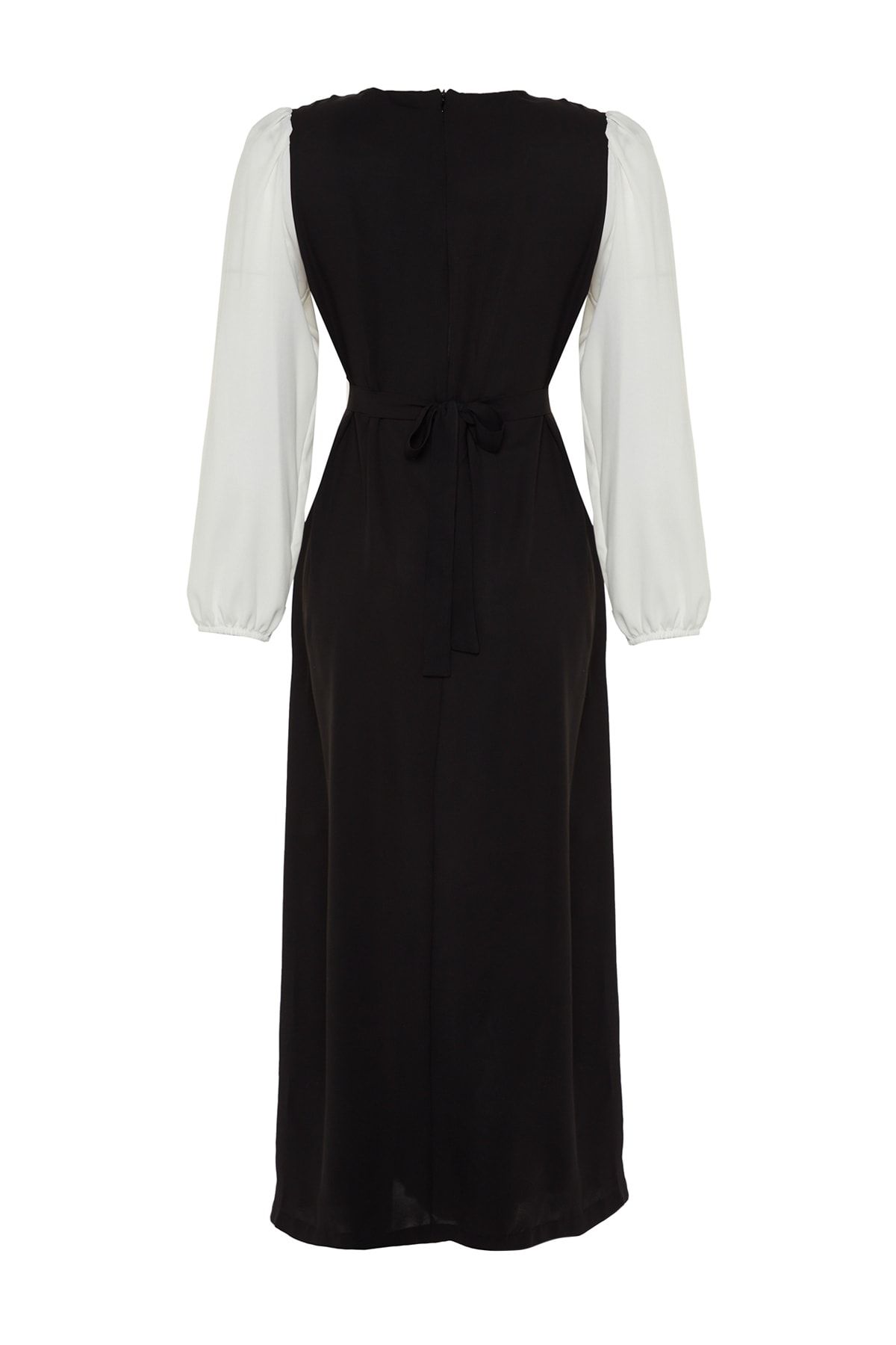 Trendyol Modest-Schwarzes Abendkleid mit Bindedetail am Rücken TCTSS23DB00036 9