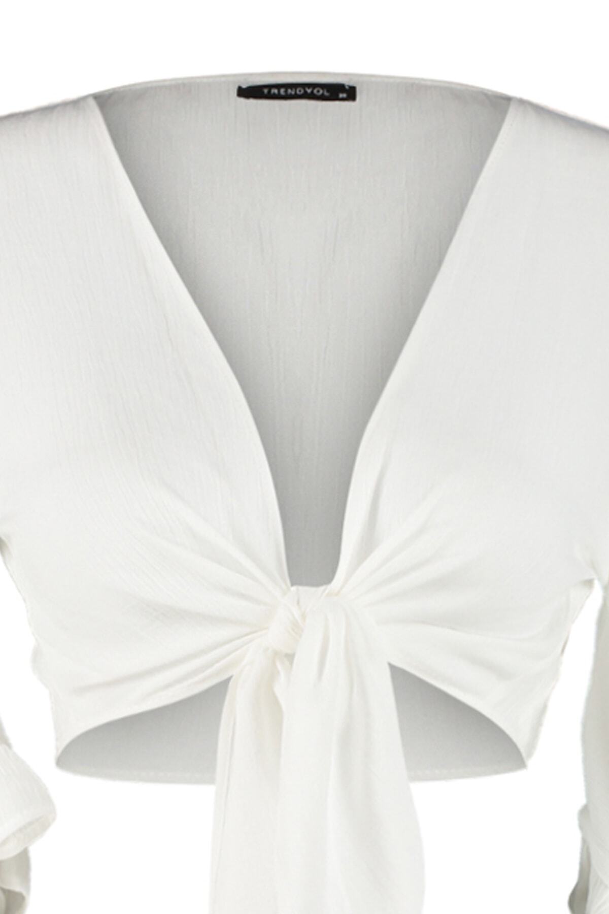 Trendyol Collection-Пляжний одяг Екрю ткана об'ємна блуза з кропу TBESS19BB0095 7