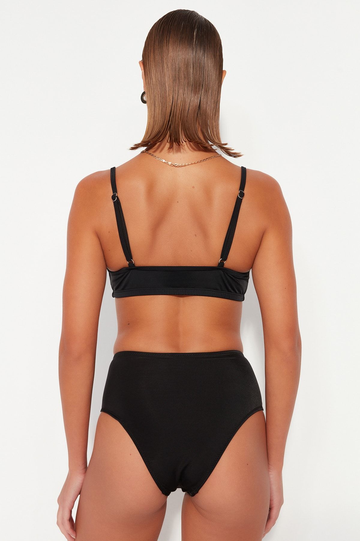 Trendyol Collection-Black Triangle V-String Bikini Top TBESS23BU00243 6