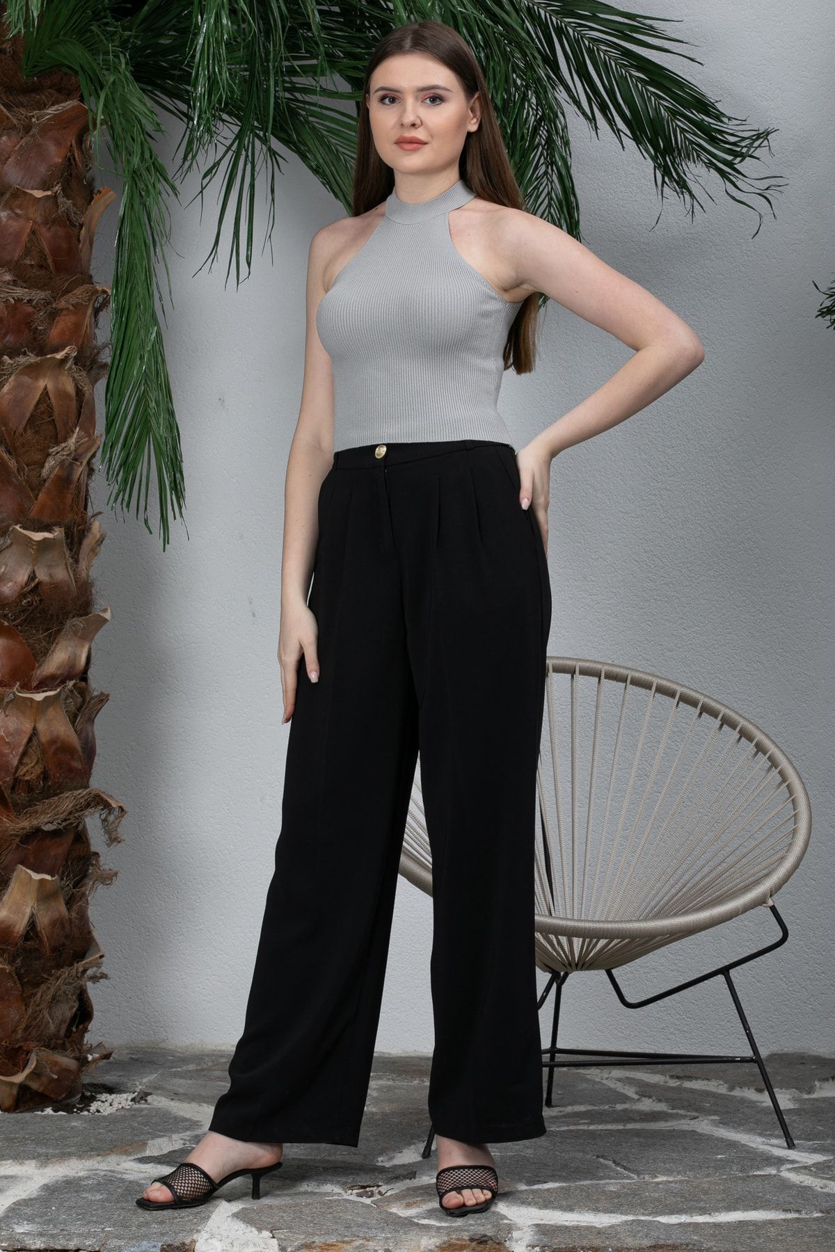texin fashion Tricotaj Crop Fără Mâneci Femeie - Standard