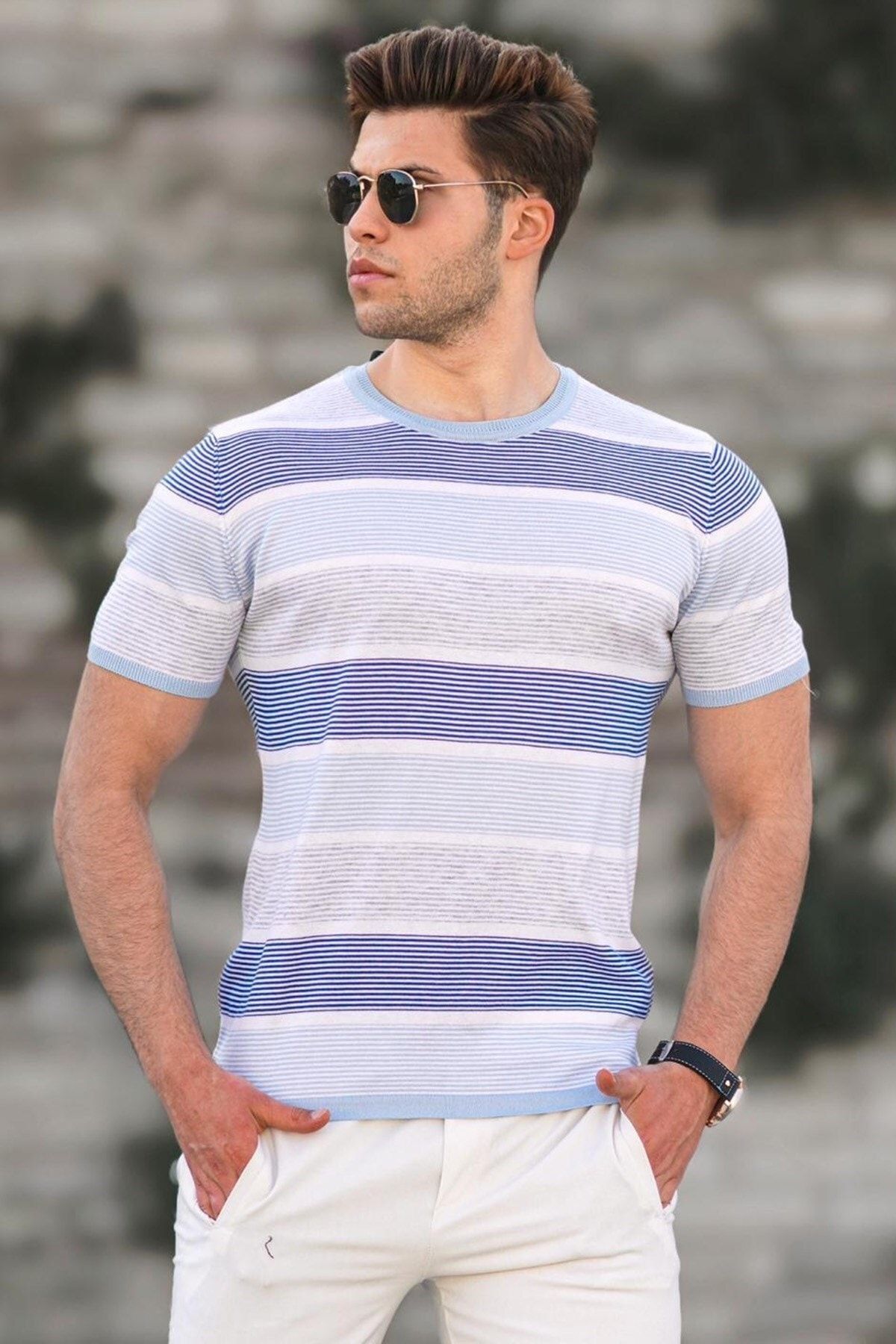 Madmext T-Shirt Beige Regular Fit Fast ausverkauft