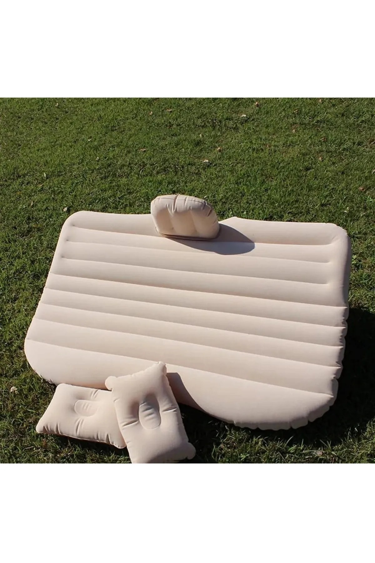 caraks Araba Koltuğu Yatağı Otomobil Arka Koltuk Için Şişme Yatak Komprösörlü Şaft Destekli Bej Renk