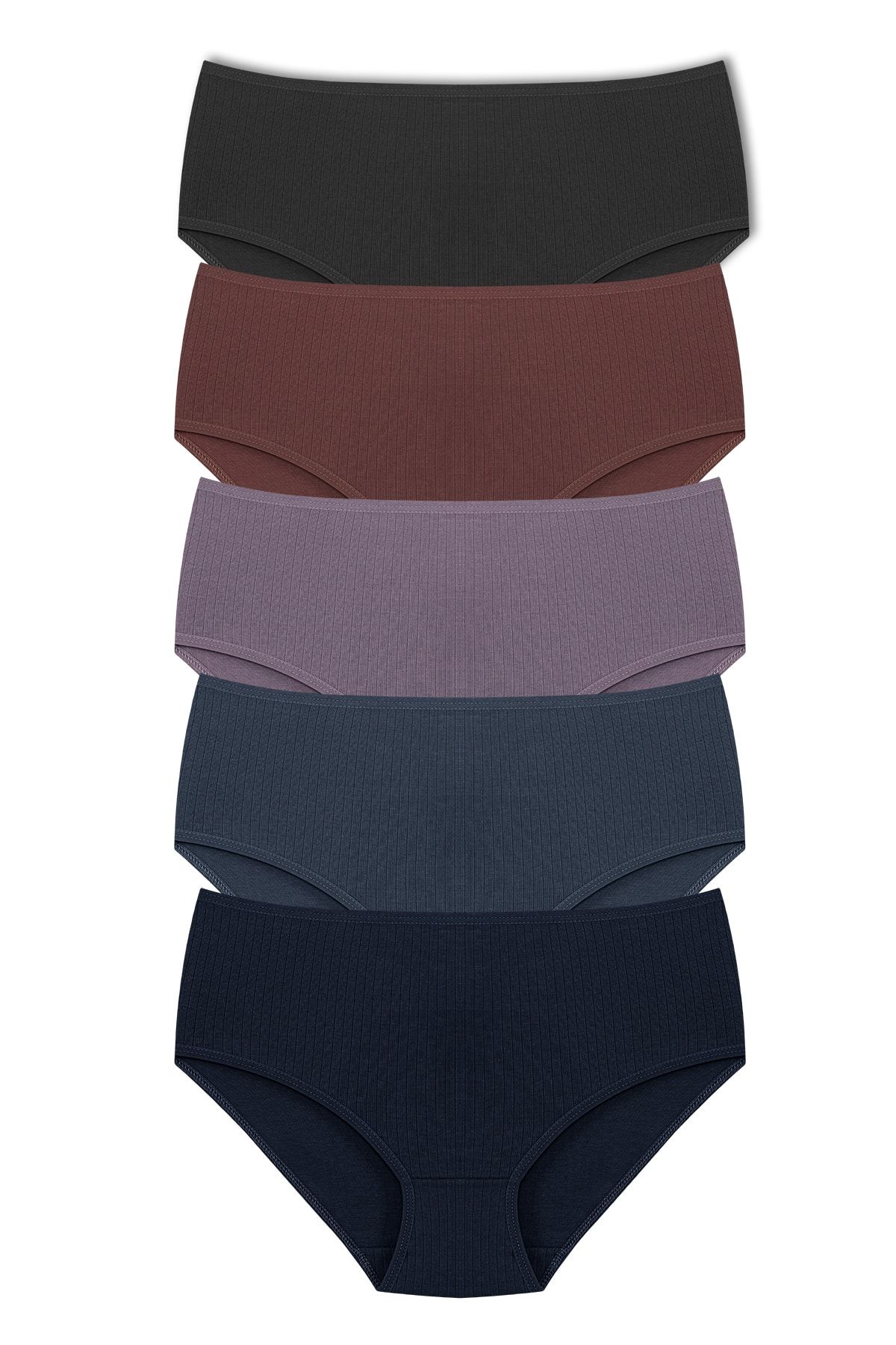 HNX 5-Piece Cotton Ribbed Plus Size Women's Panties - Trendyol