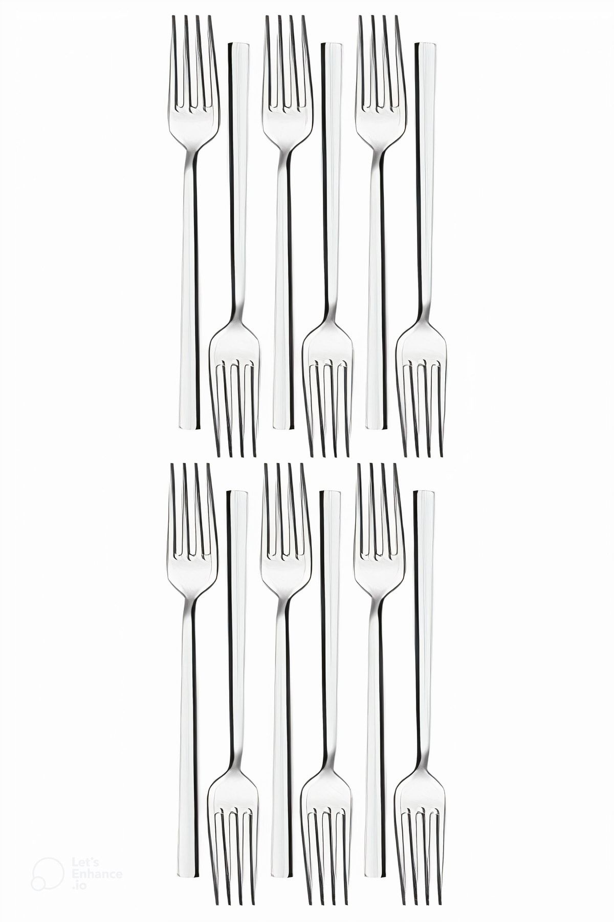 Selenica 12 Pieces Modern Stick Model Stainless Steel Dessert Fork