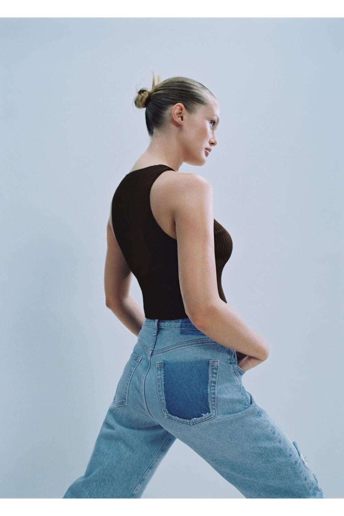 Düşük Belli Düz Kesim Jean