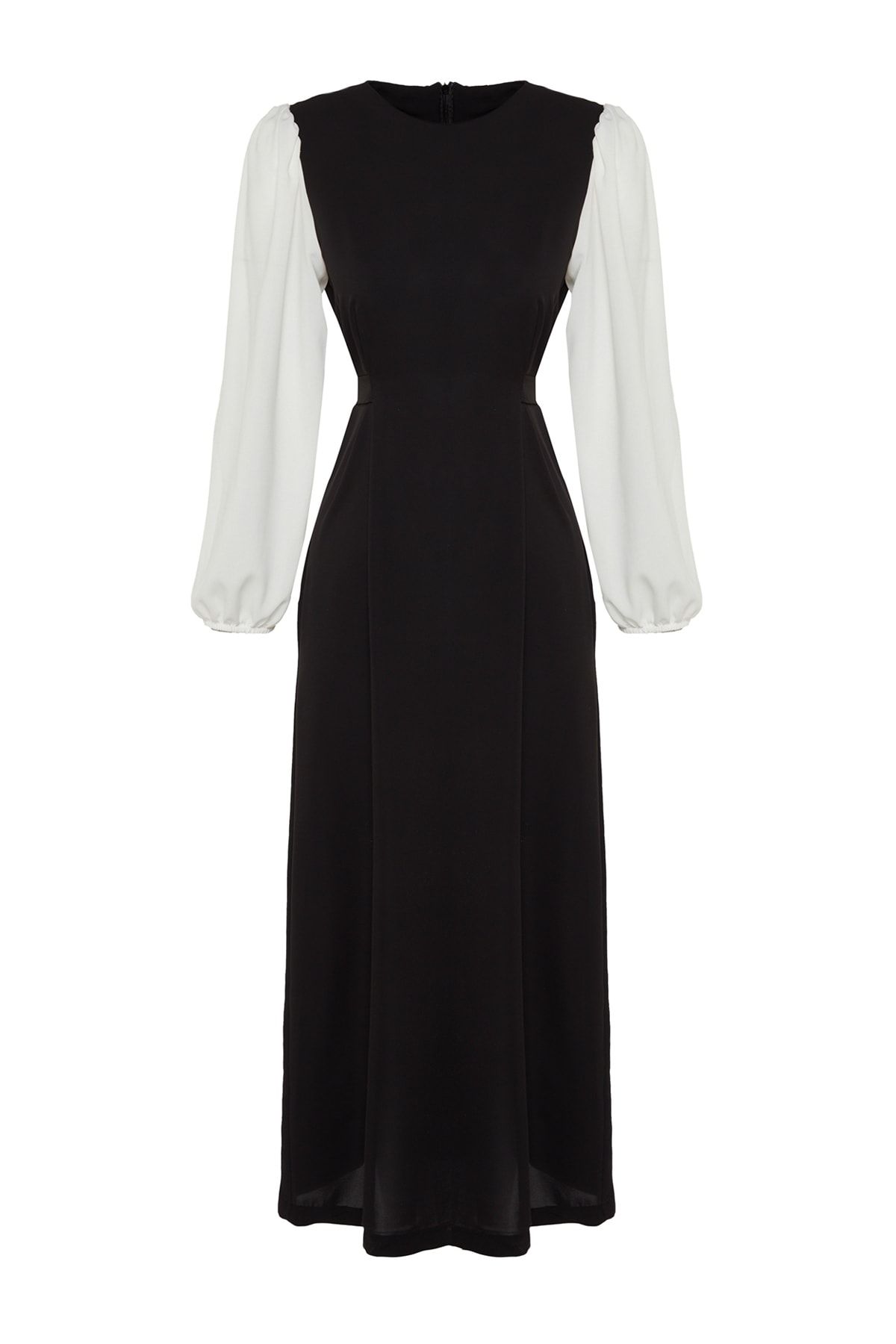 Trendyol Modest-Schwarzes Abendkleid mit Bindedetail am Rücken TCTSS23DB00036 7