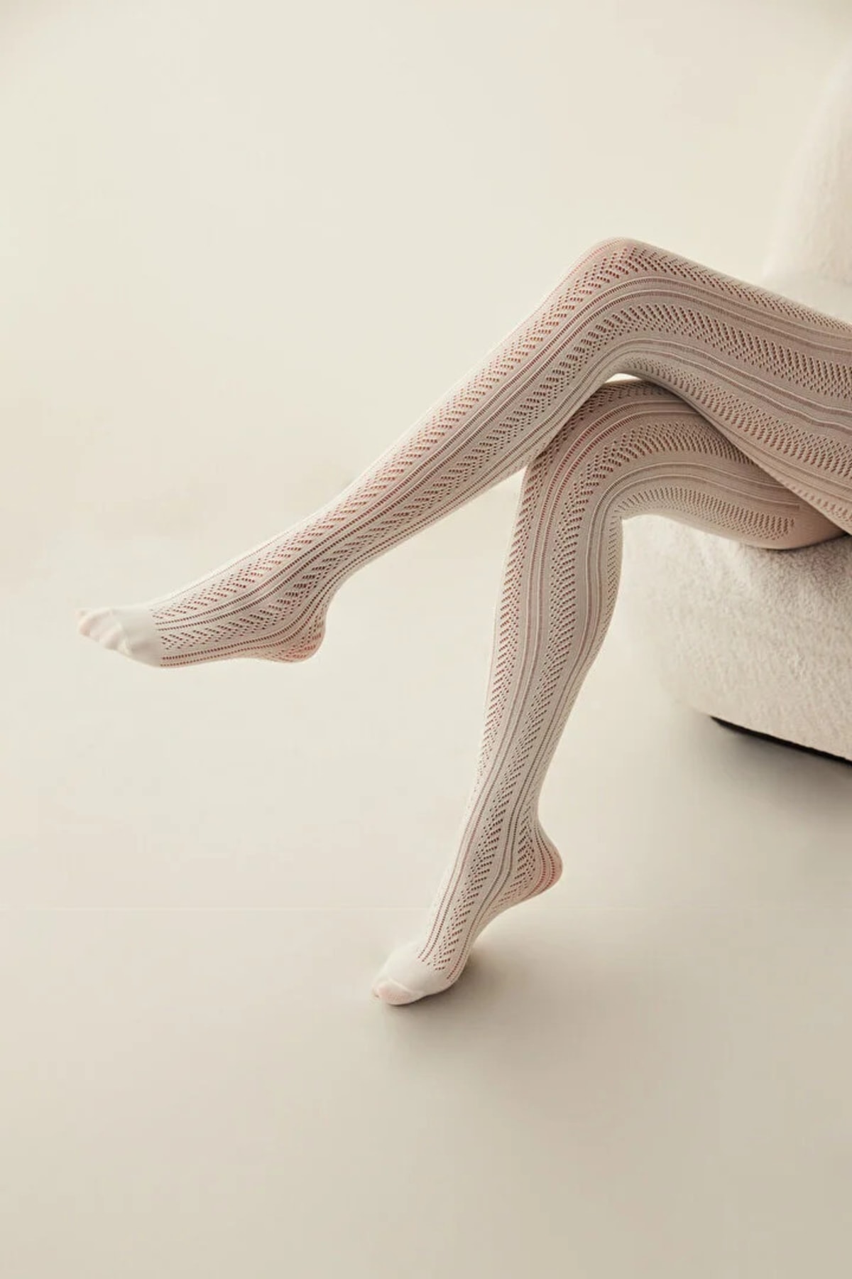 Penti Kadın Vanilya Krista Desenli Kış Filesi Külotlu Çorap