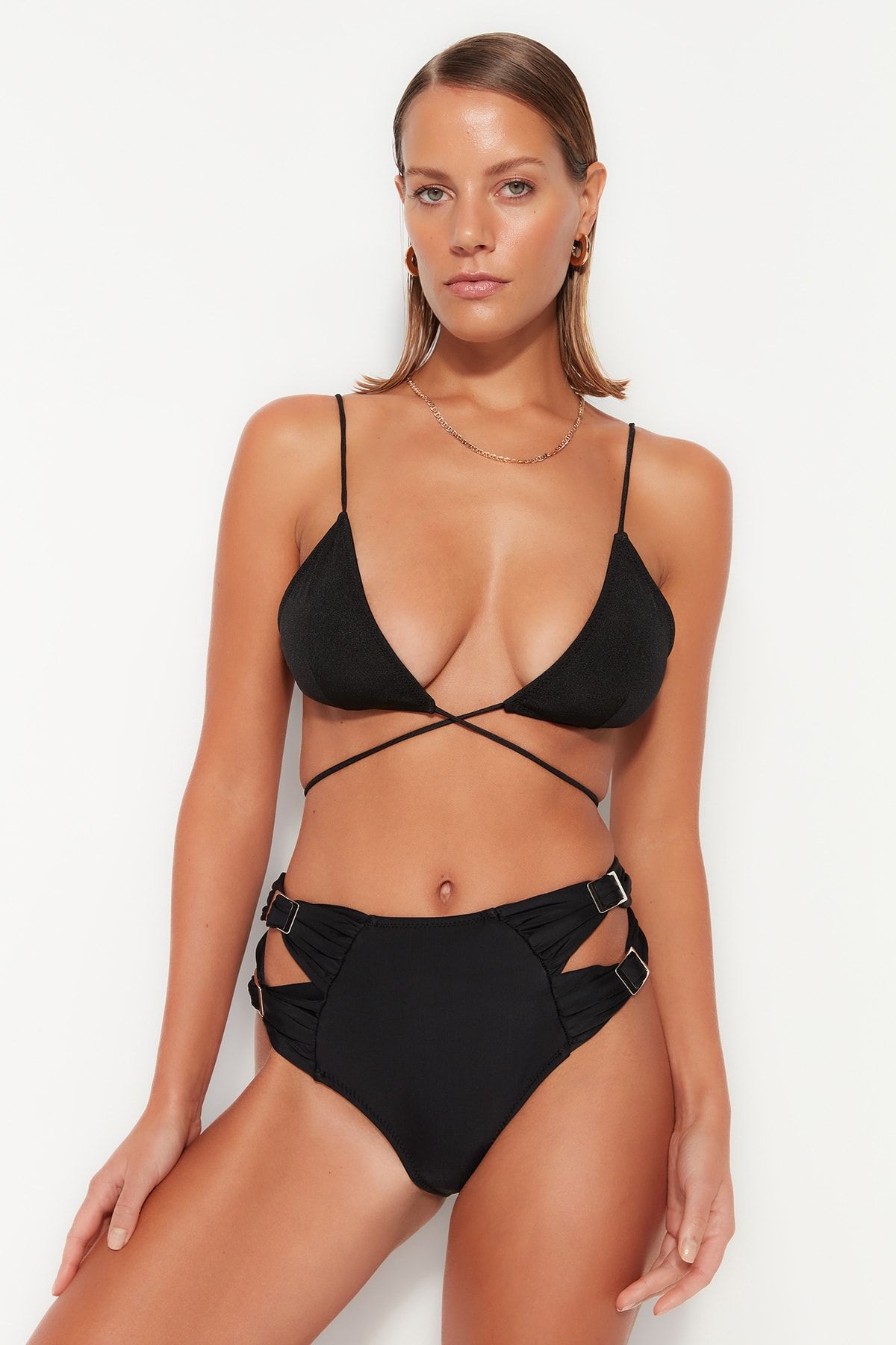 Trendyol Collection Bikini-Hose Schwarz Unifarben