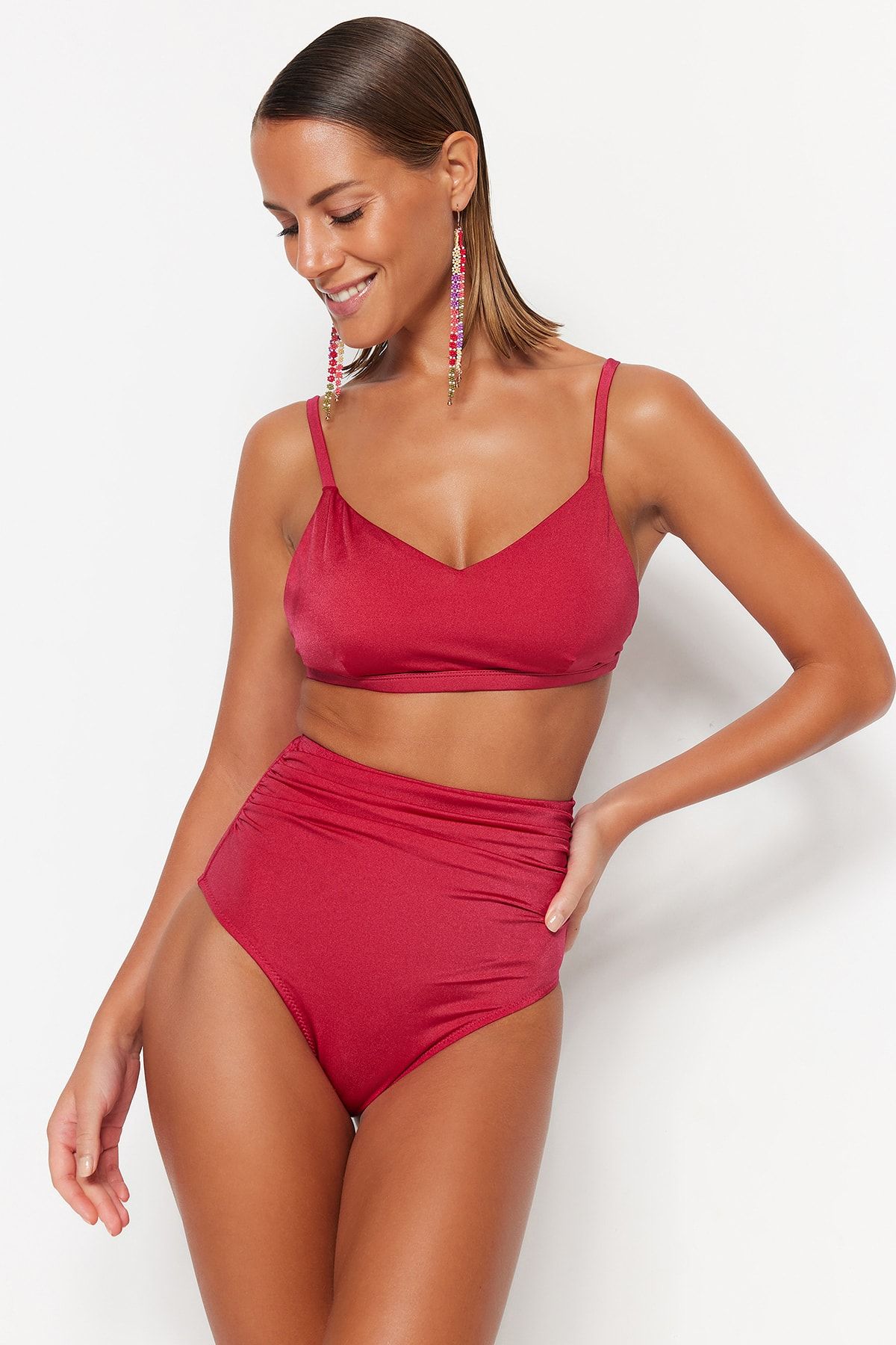 TOO SALTY SWIMWEAR Women's Burgundy Covered Padded Bikini Set 23s100st -  Trendyol