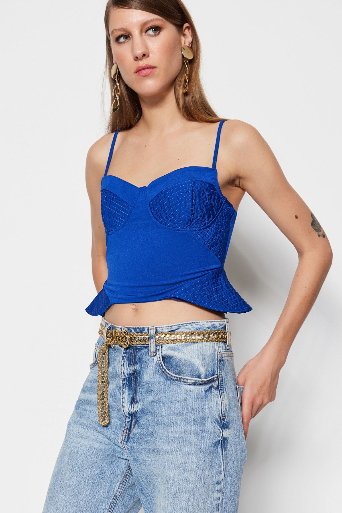 Trendyol Collection Bustier Dunkelblau Unifarben FN8040
