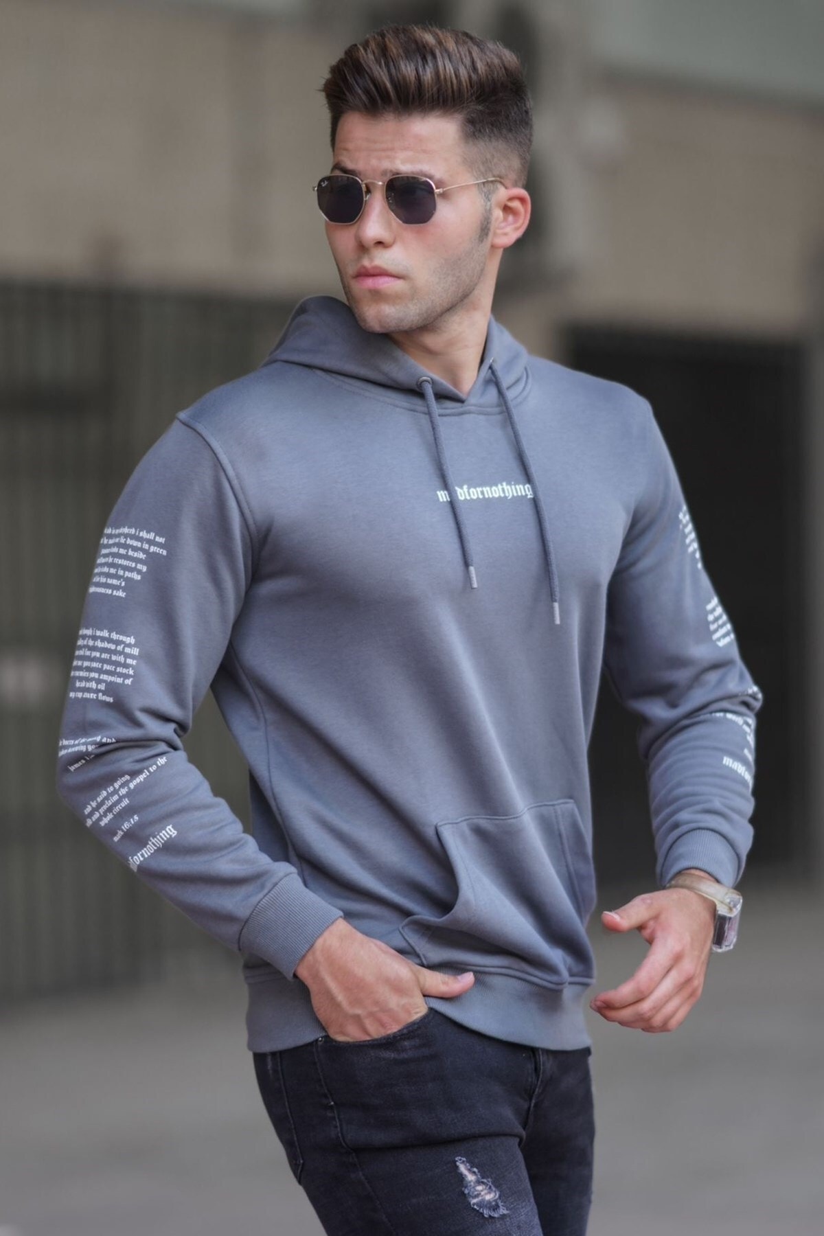 Madmext Sweatshirt Grau Regular Fit Fast ausverkauft