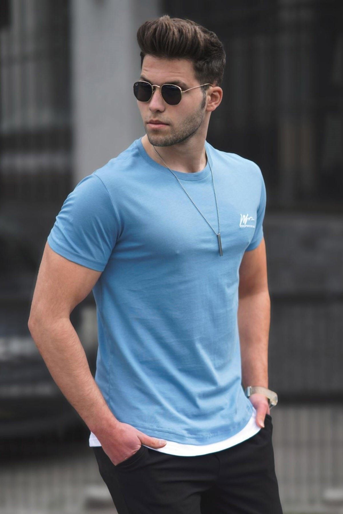 Madmext T-Shirt Blau Regular Fit Fast ausverkauft