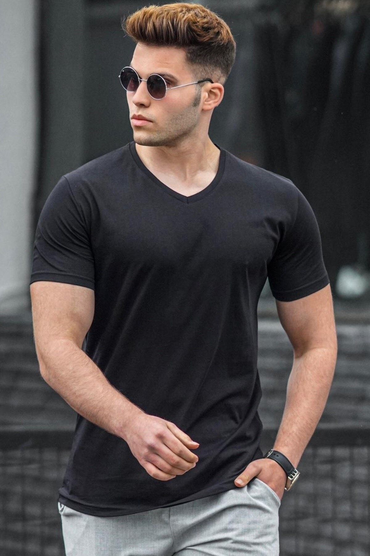 Madmext T-Shirt Schwarz Regular Fit