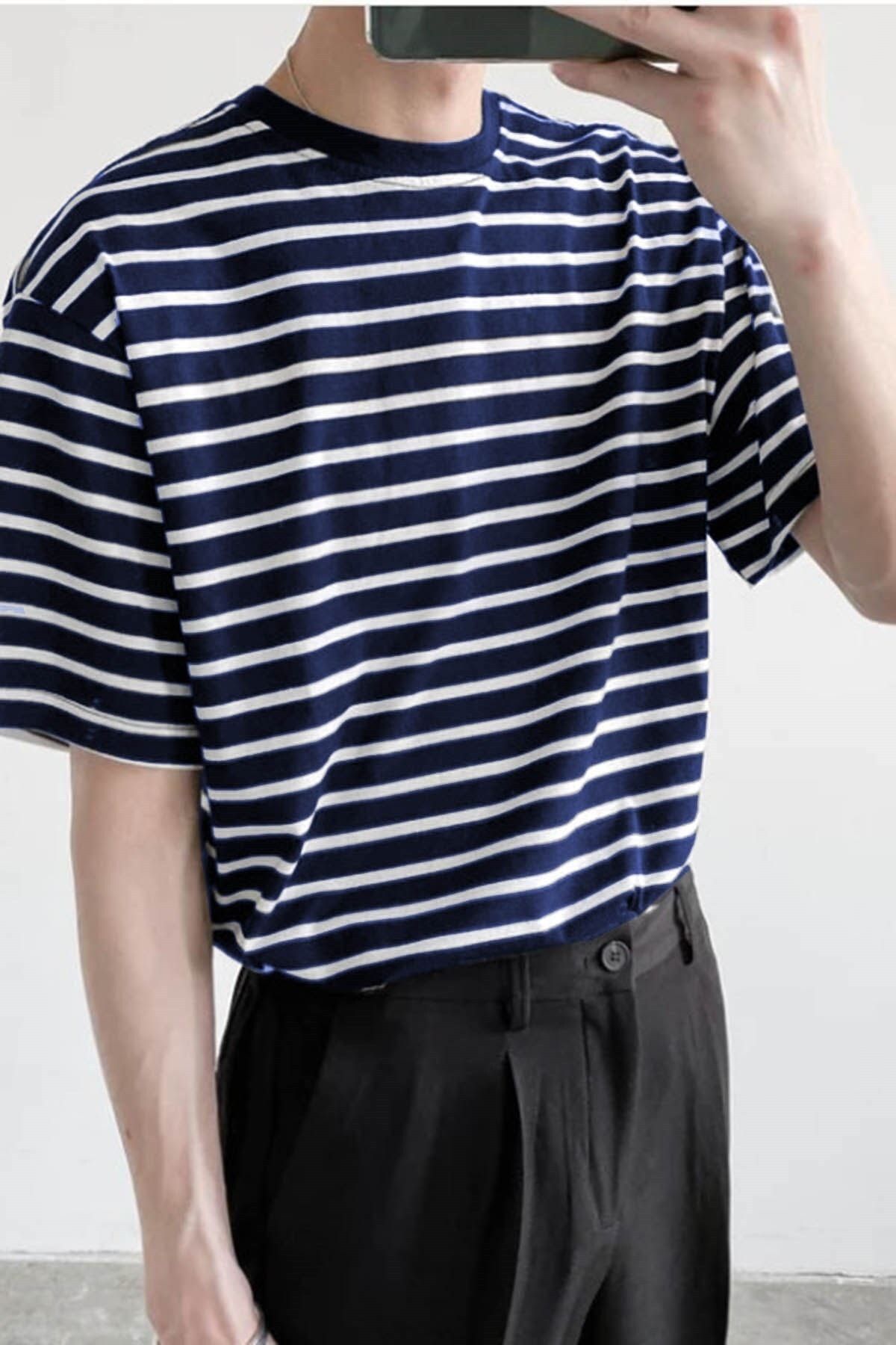 Madmext T-Shirt Dunkelblau Regular Fit