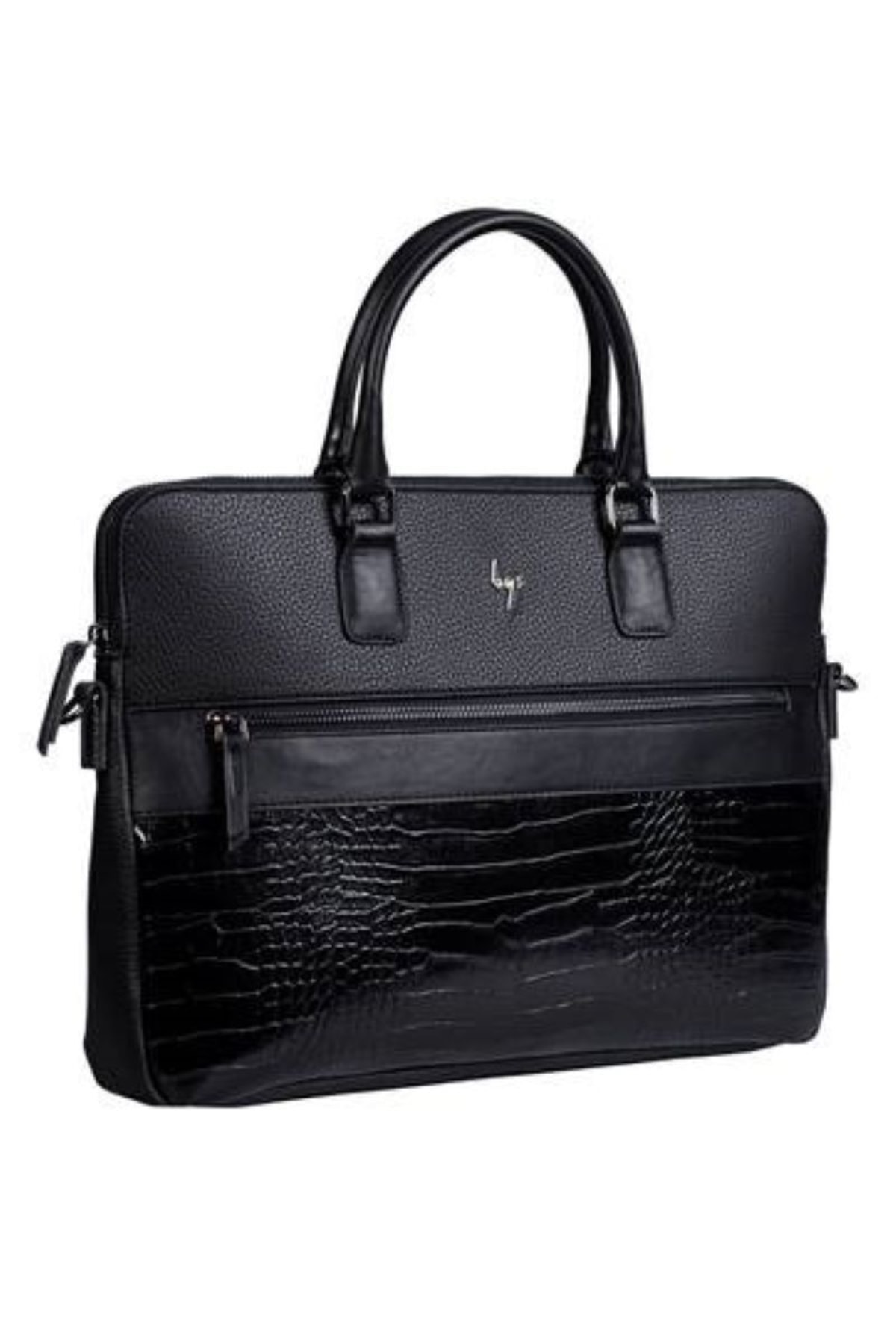 BYZ -243 Kroko Siyah Leptop Evrak Çantası Omuzdan Askılı 41x28x5 Cm