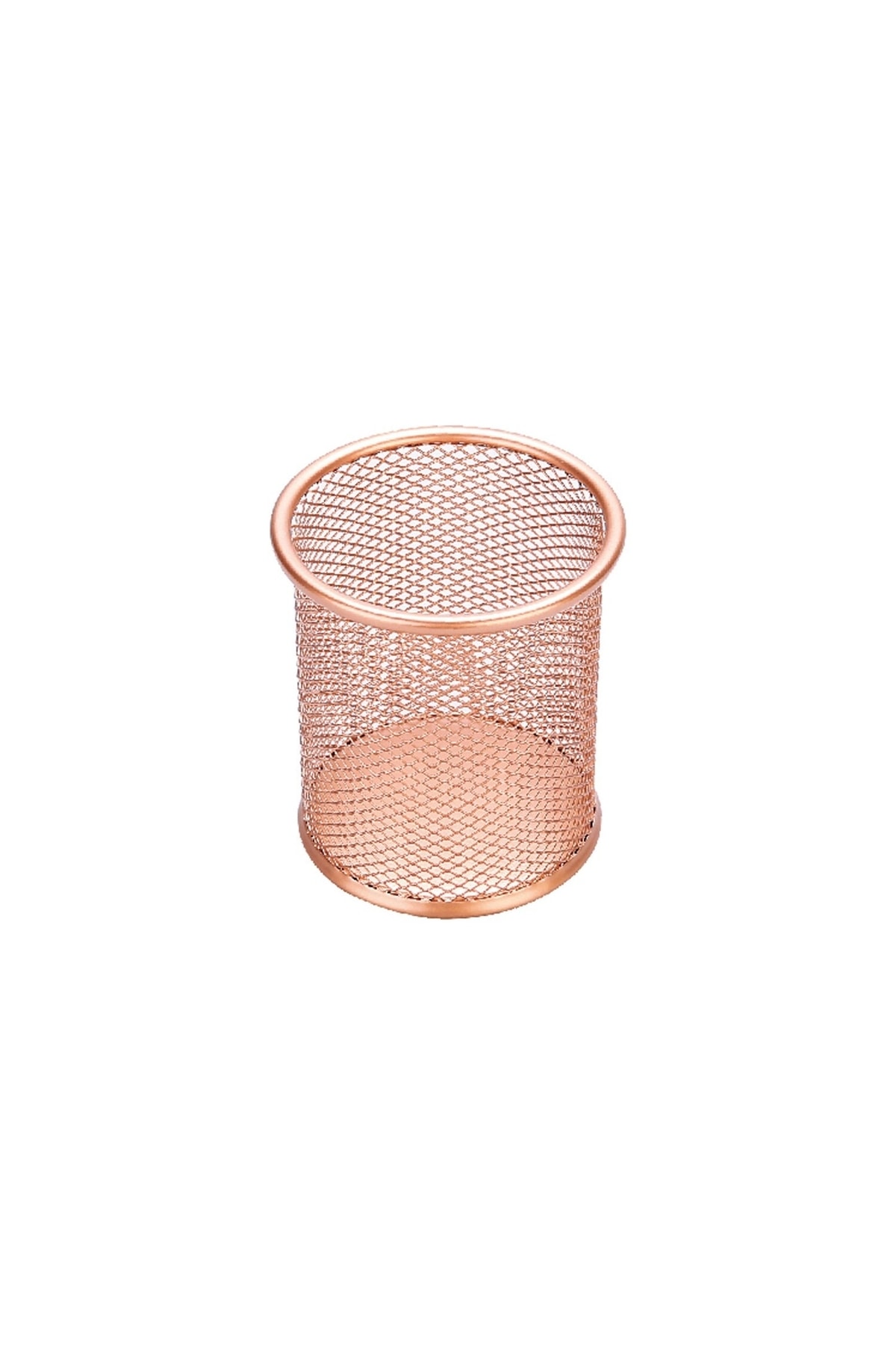 Mas A Üstü Kalemlik Metal Perforeli Silindir Rose Gold 500