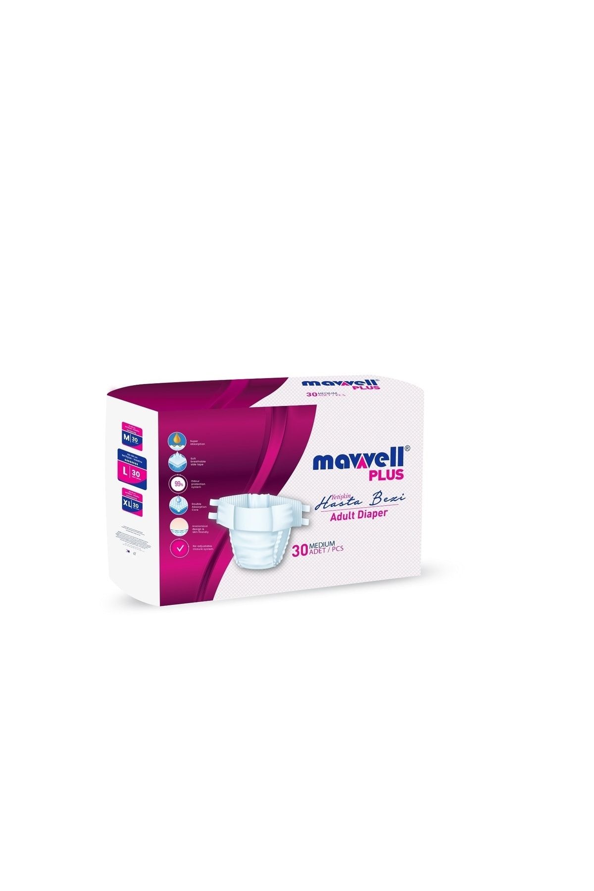 Mavvell Plus Yetişkin Hasta Bezi Orta Boy ( Medium ) 30 Adet