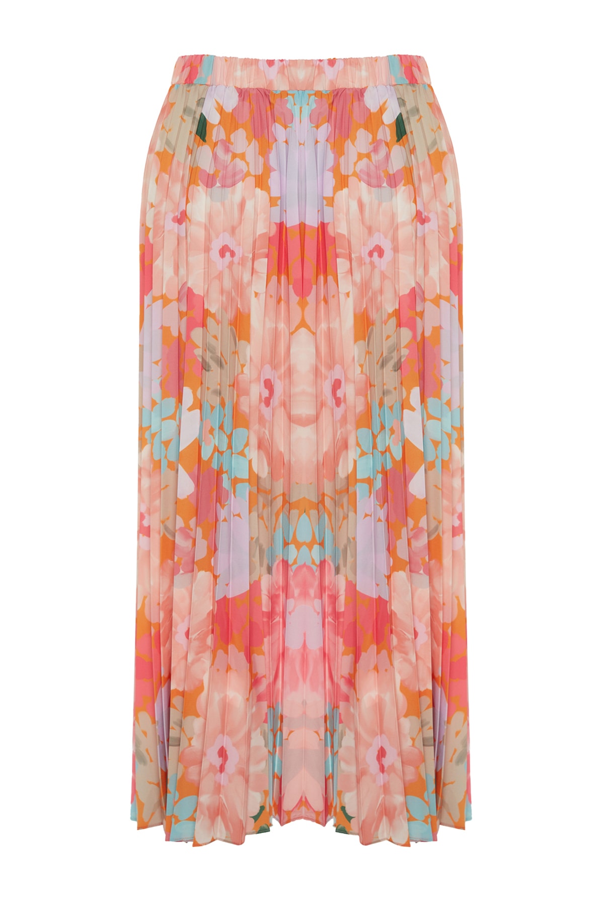 Trendyolmilla  Çok Renkli Çiçek Desenli Piliseli Beli Lastikli Dokuma Etek TCTSS23EE00018 - Görsel 8