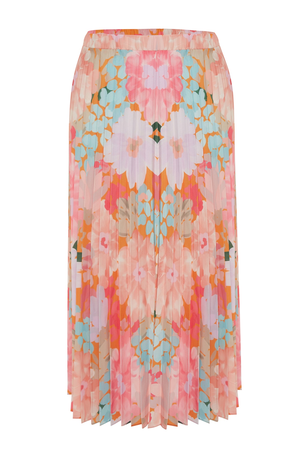 Trendyolmilla  Çok Renkli Çiçek Desenli Piliseli Beli Lastikli Dokuma Etek TCTSS23EE00018 - Görsel 10