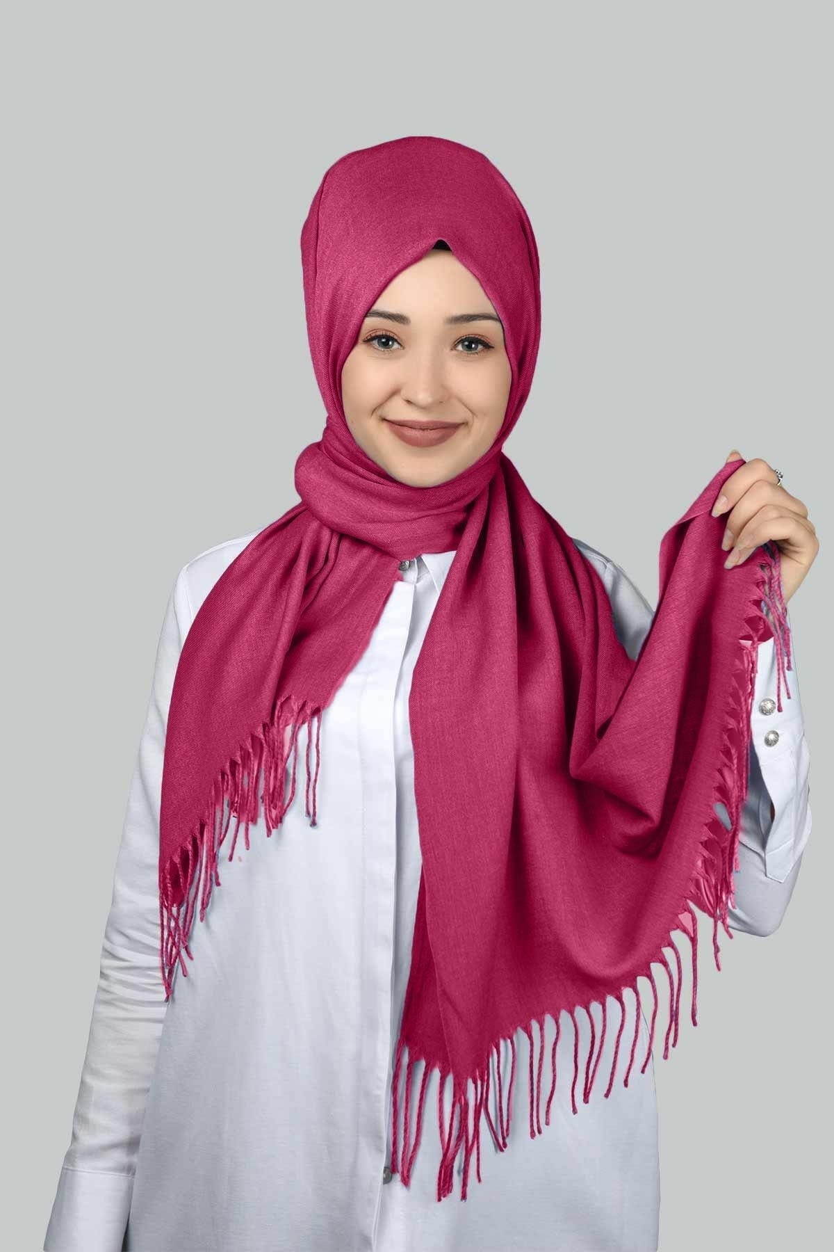 Altobeh-Plain Pashmina Shawl - Fuchsia 2