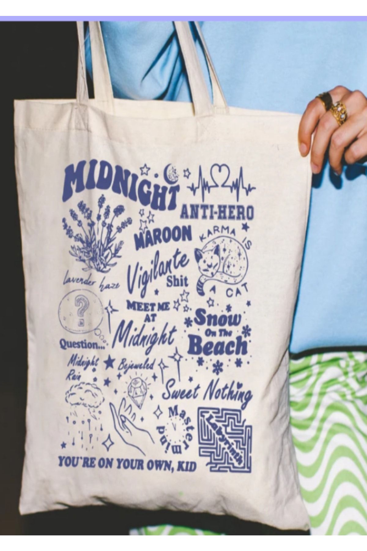 Cemira Taylor Swift Midnights Maroon Anti Hero Tote Bez Çanta