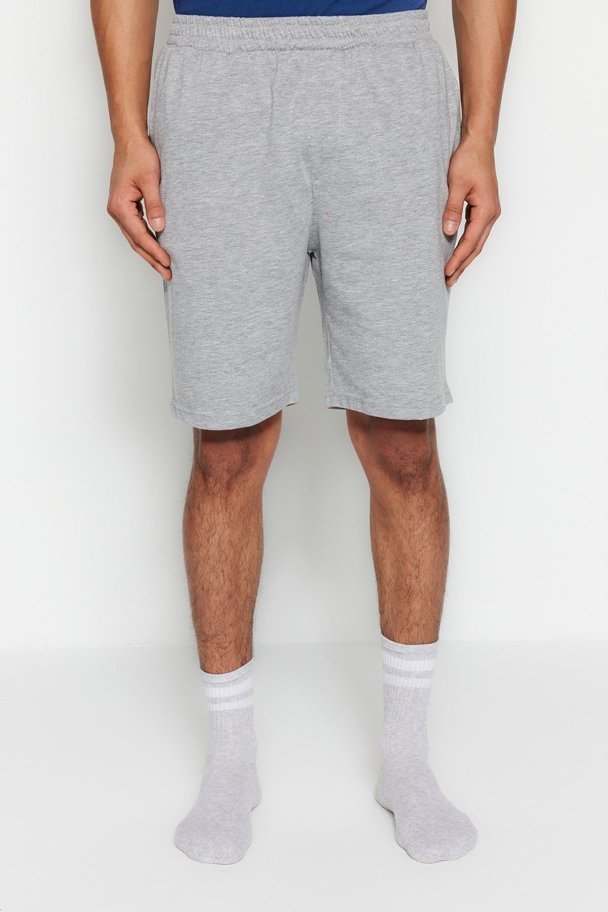 Trendyol Collection-Modrá sada pyžama Regular Fit 100% bavlna pletené letní šortky - THMSS21PT0216 9