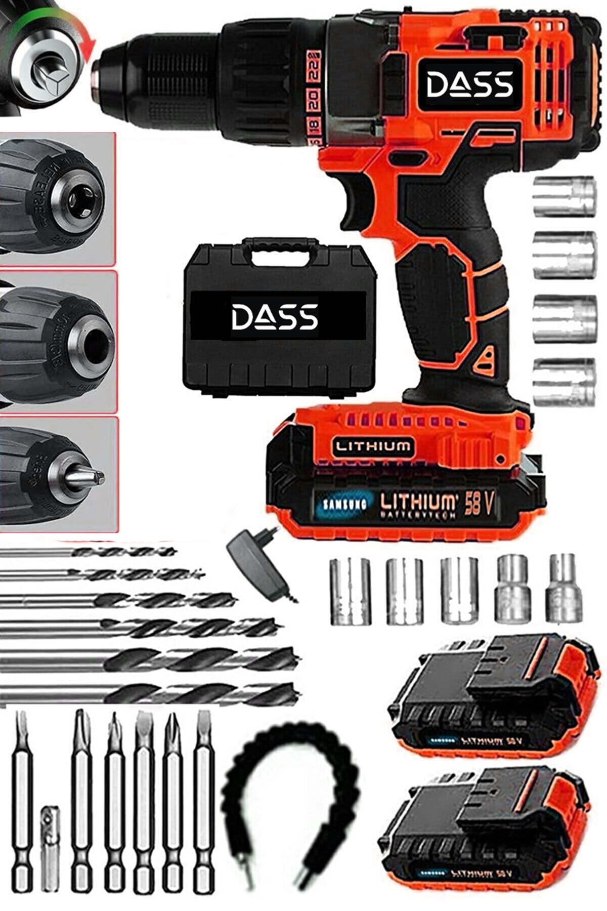 DASS ROLLER Alman Hammer Drill 58 V 8 Ah Metal Şanzuman Samsung