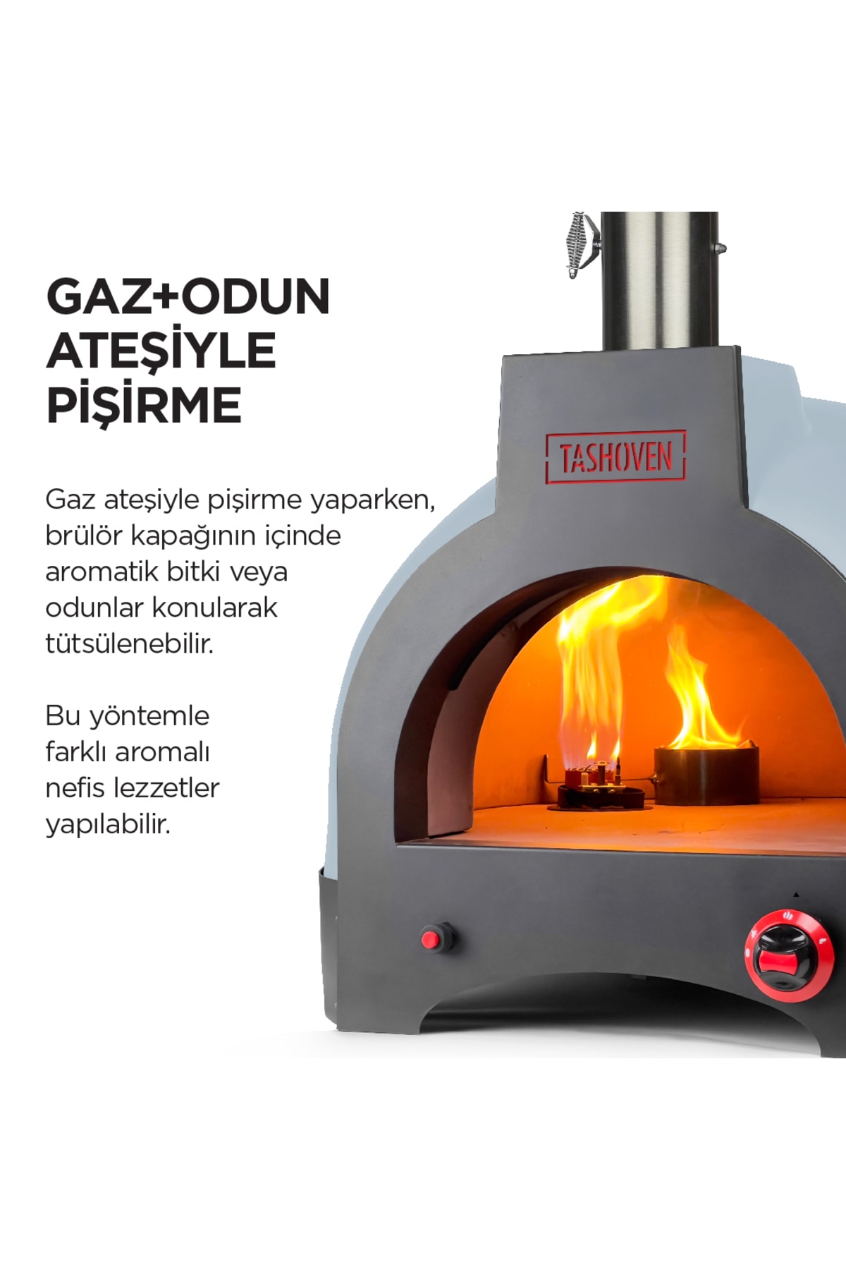 Hybrid 66 Gazlı Ve Odun Ateşli Taş Fırın - Mavi - Pizza, Pide, Lahmacun, Ekmek, Güveç Taşfırını 4