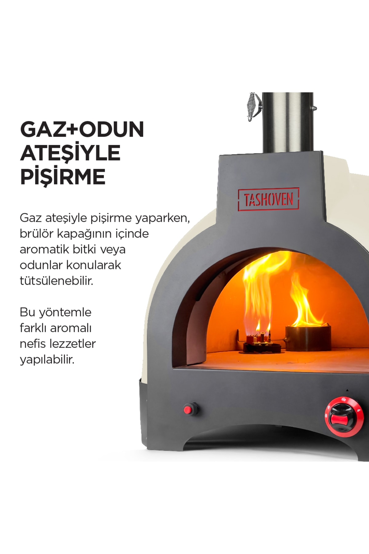 Hybrid 66 Gazlı Ve Odun Ateşli Taş Fırın - Bej - Pizza, Pide, Lahmacun, Ekmek, Güveç Taşfırını 4