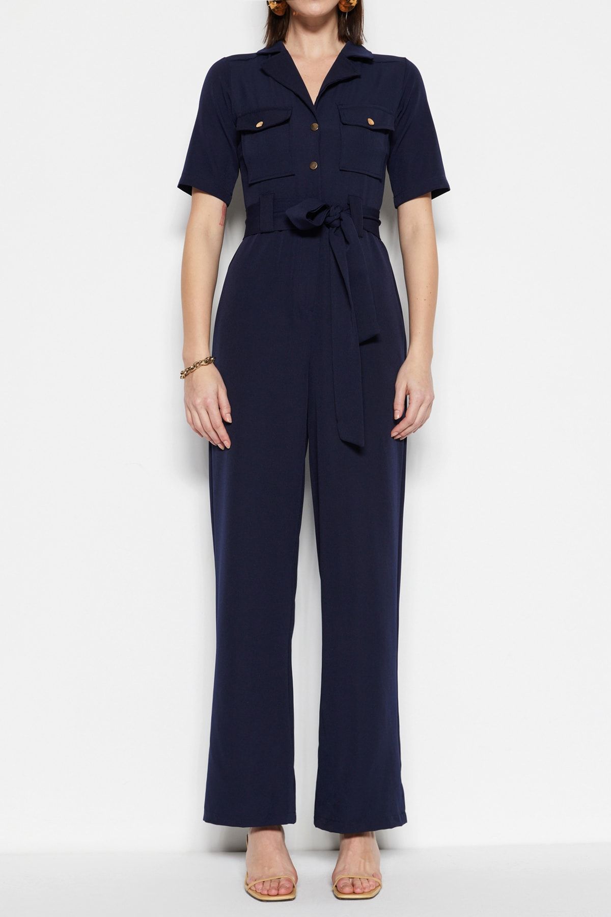 Navy blue top utility jumpsuit