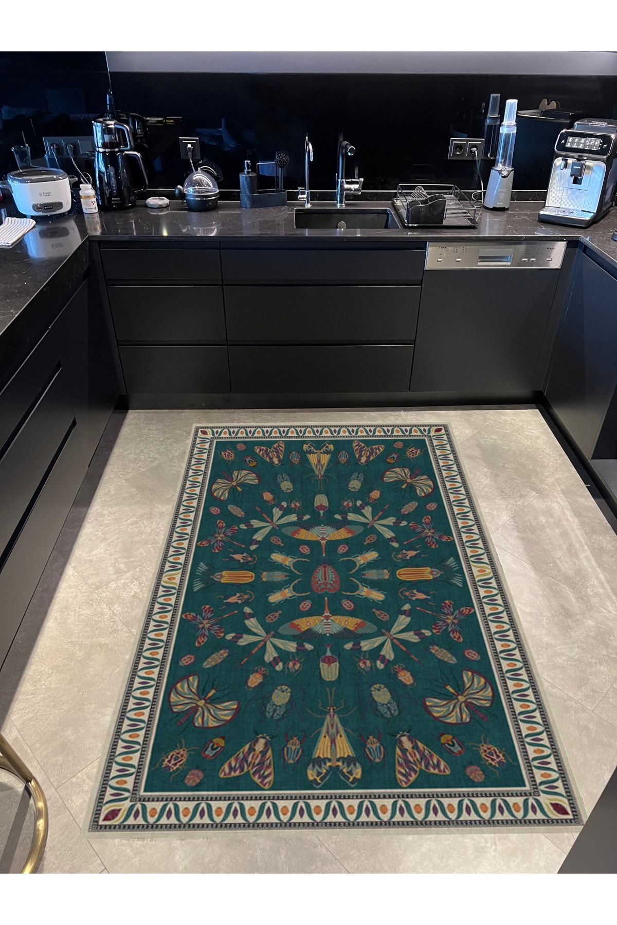 Rugs Modern Halı Mira 1057 Kelebek Tema Yeşil Dokuma Taban Halı
