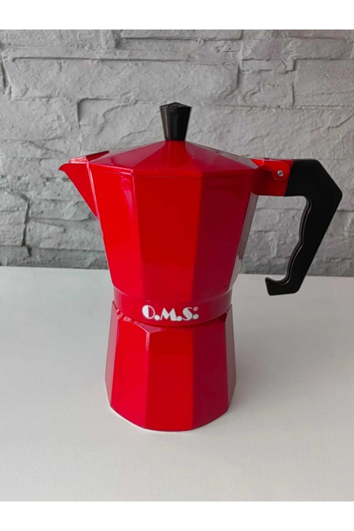 En Ucuz Mağaza Lüx Moka Pot 6 Bardak 17.4x10.9x19.2 Cm Kırmızı Renk
