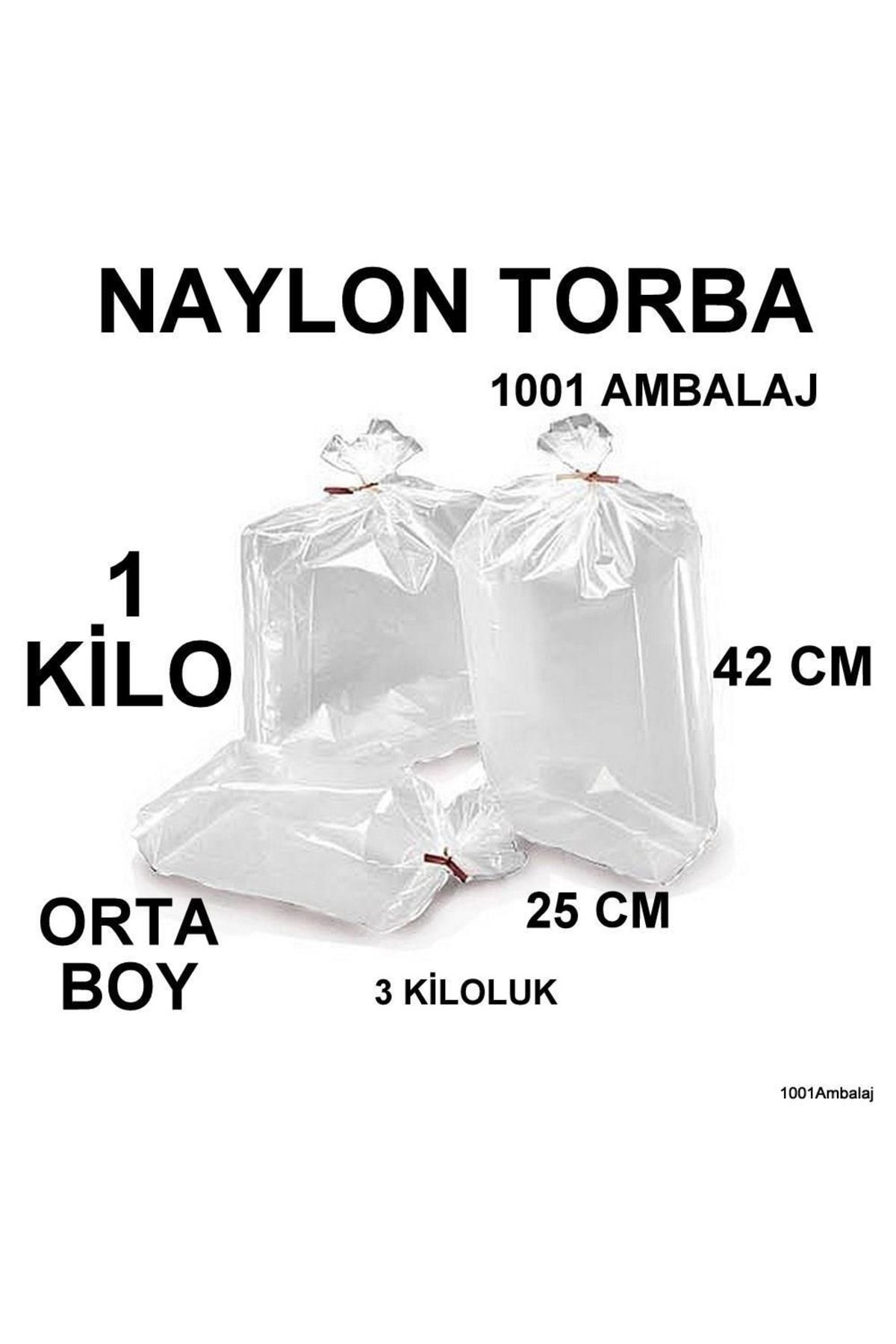 1001 Ambalaj Naylon Torba 25x42 Cm (3 KİLOLUK) Bakkaliye Torbası 1 Kilo