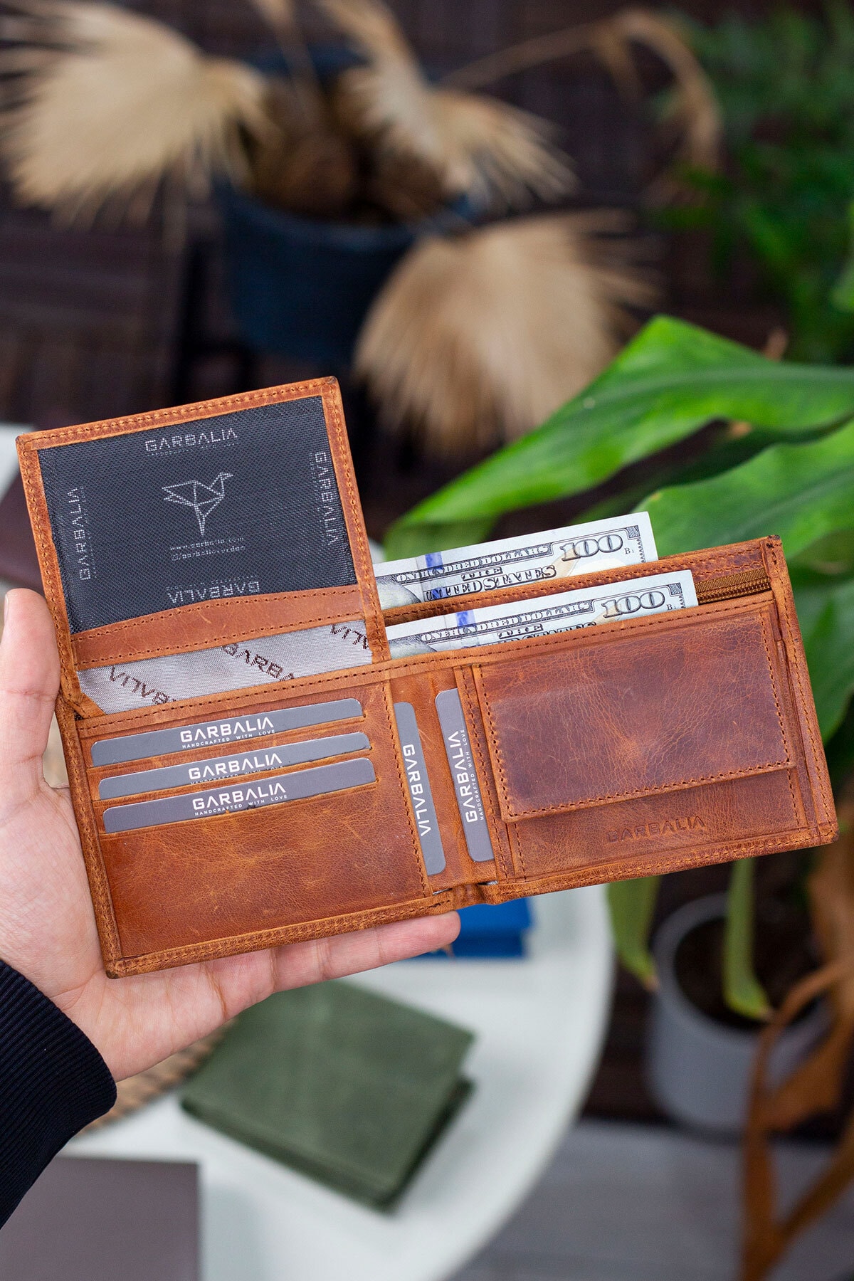 Madrid Genuine Leather Coin Eyed RfID Blocker Crazy Tan Men's Wallet