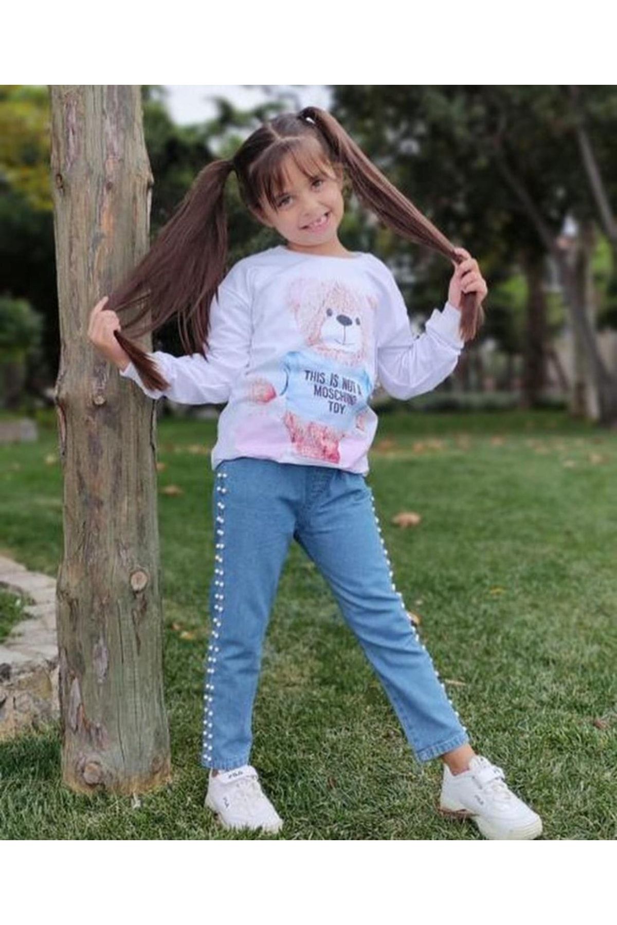 YUSUF Girl s Suit Pearled Jeans Trousers 2 Ip Sweet Trendyol
