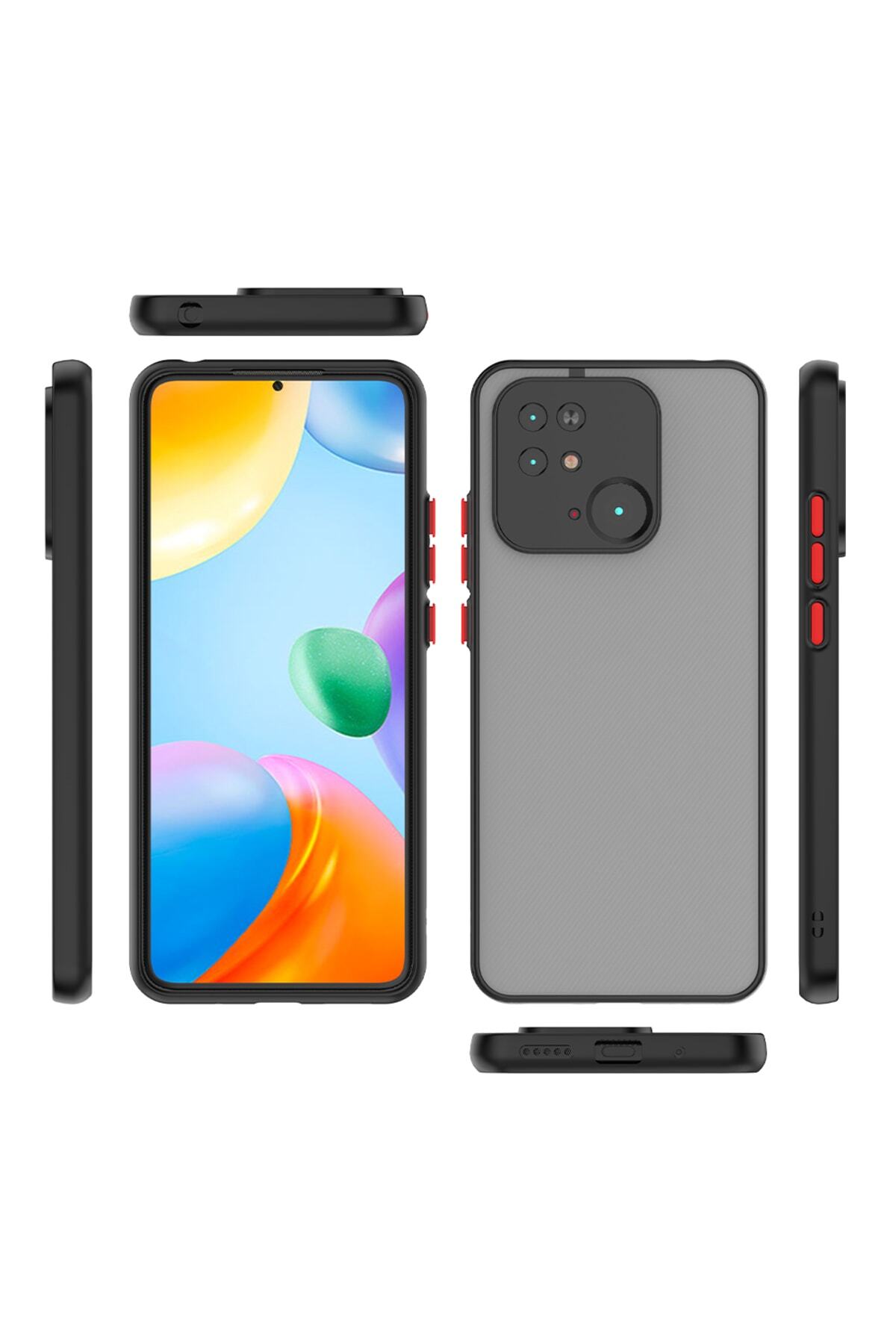 Fibaks-حافظة هاتف Xiaomi Poco C40 غير لامعة مضادة لبصمات الأصابع وغطاء من السيليكون الصلب مع مفاتيح ملونة 5
