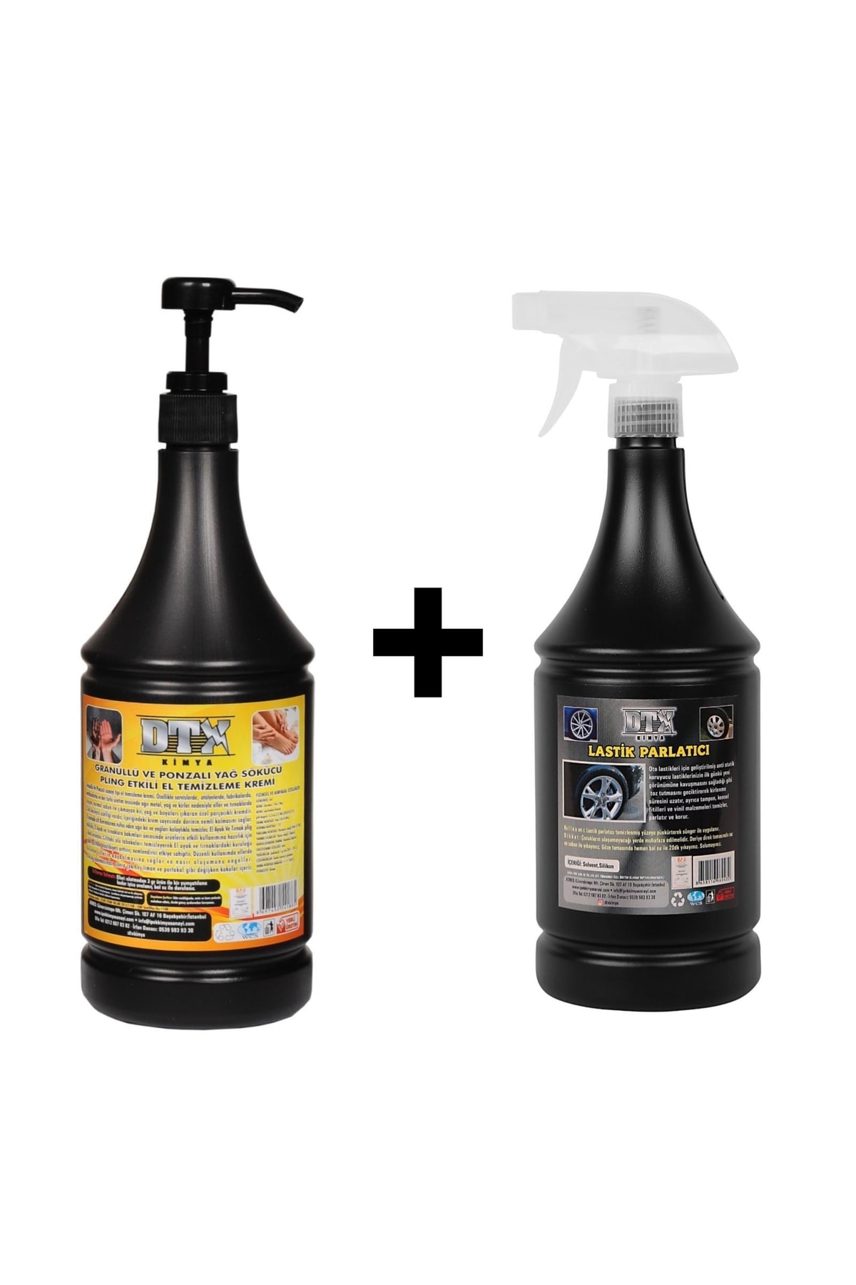 Ponza'lı (TALAŞLI) El Temizleme Kremi ( Sabunu) 1 Kg & Lastik Parlatıcı Jel 500 ml