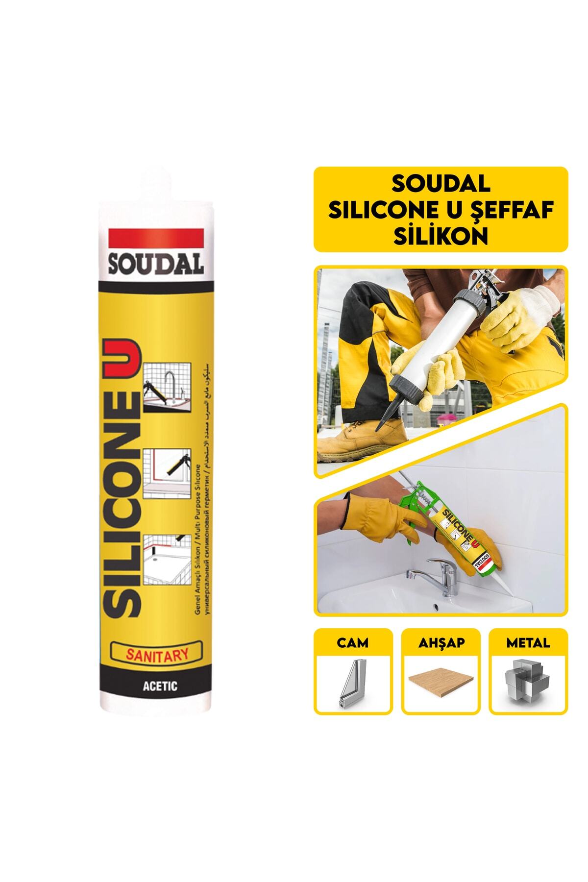 Soudal Silicone U Şeffaf Silikon + Metal Silikon Tabancası