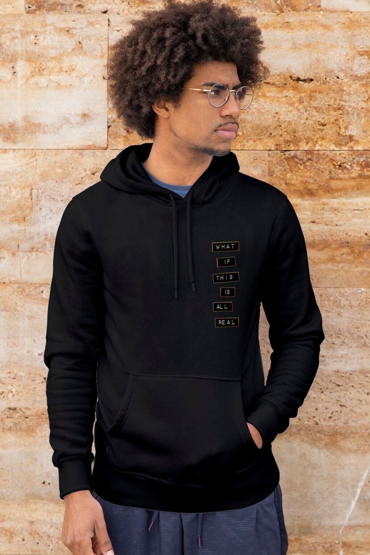 Men's black new arrivals hooded sweatshirt