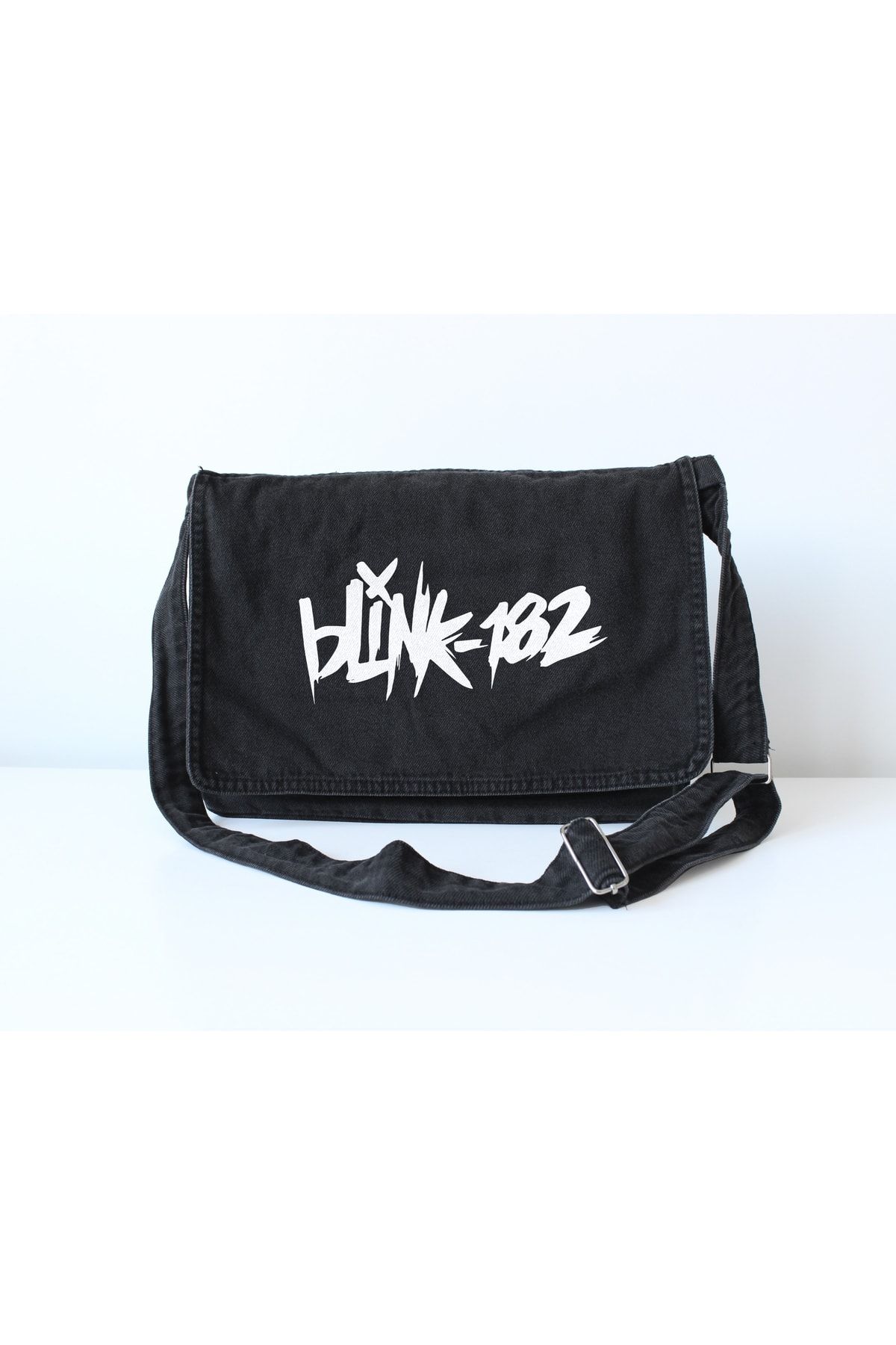 BİCRAFT Blink-182 Baskılı Vintage Unisex Kot Postacı Çantası