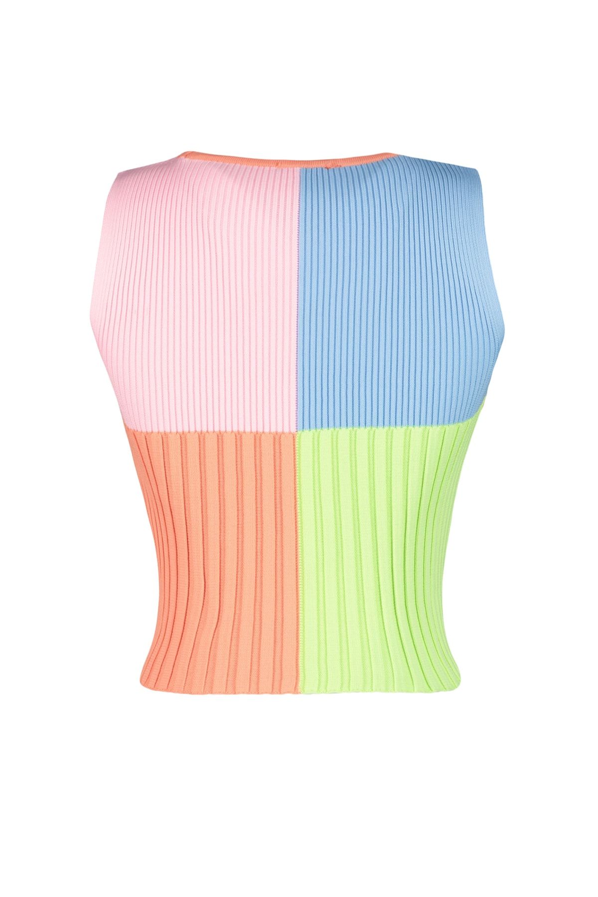 Trendyol Collection-Orangefarbene Crop-Strickbluse mit Blockfarben TWOSS22BZ1003 6