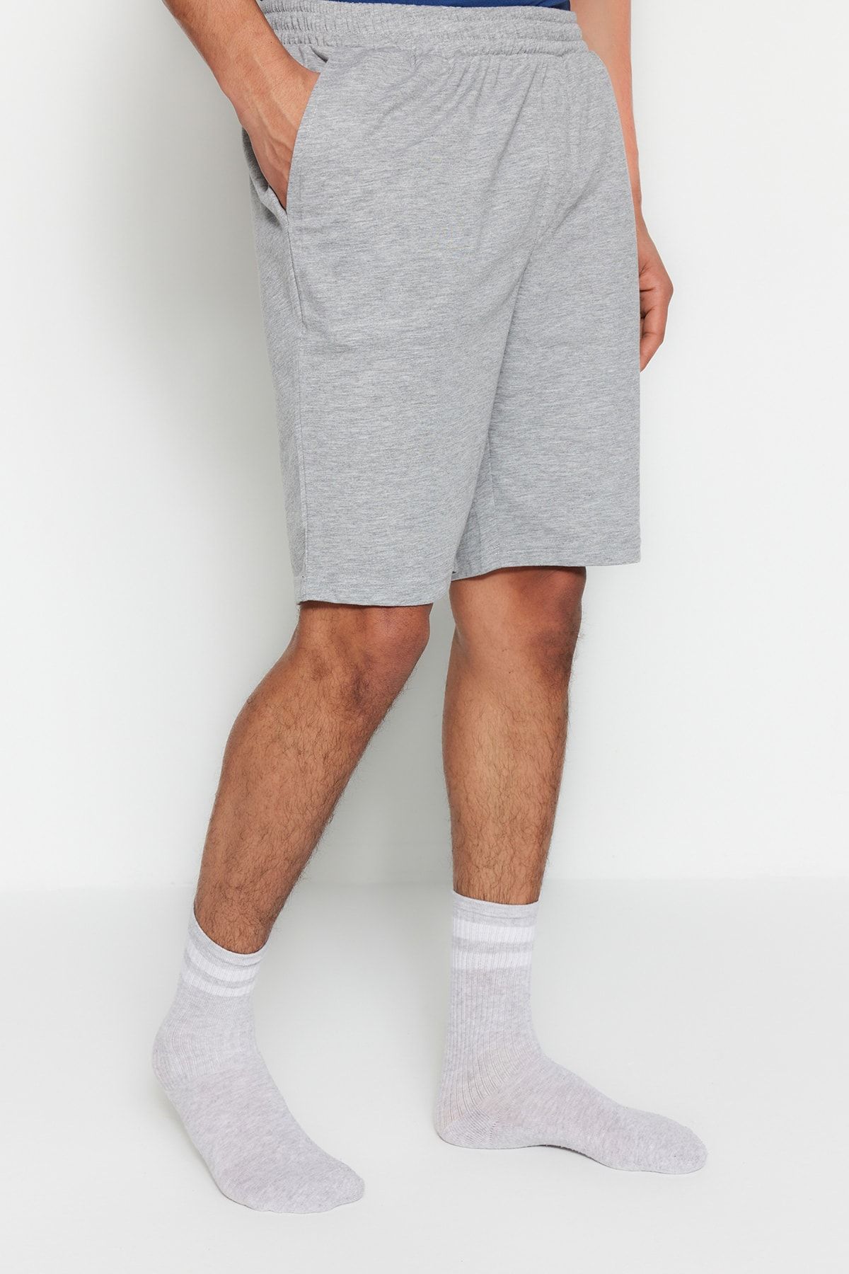 Trendyol Collection-Modrá sada pyžama Regular Fit 100% bavlna pletené letní šortky - THMSS21PT0216 7