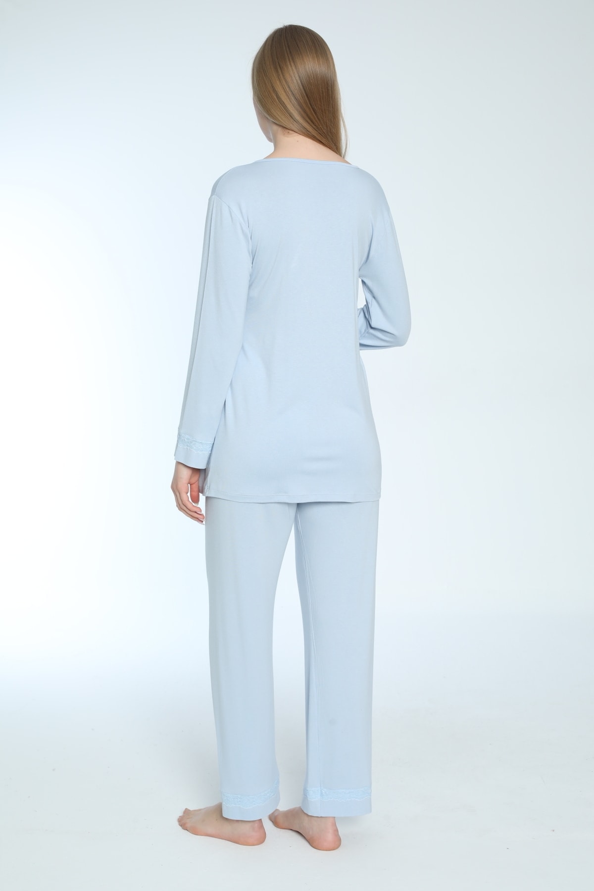 Miss Dünya Lissa Emzirmeye Uygun Uzun Kol Lohusa Ve Hamile Pijama Takımı fotoğrafı 3 (önizleme)