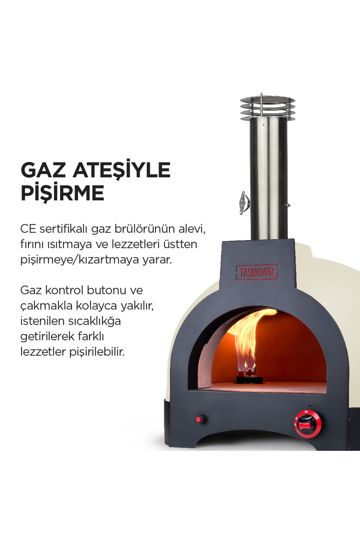 Hybrid 66 Gazlı Ve Odun Ateşli Taş Fırın - Bej - Pizza, Pide, Lahmacun, Ekmek, Güveç Taşfırını 2