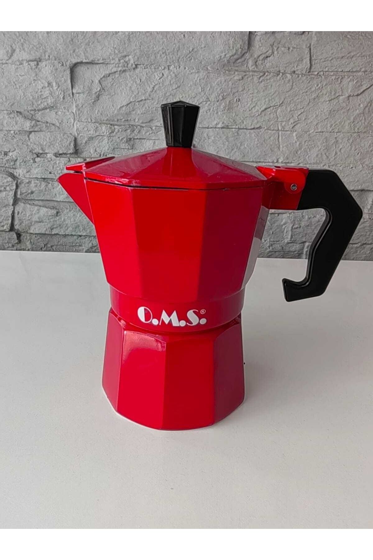 En Ucuz Mağaza Lüx Moka Pot 3 Bardak 15,3x9,5x15,5cm Kırmızı